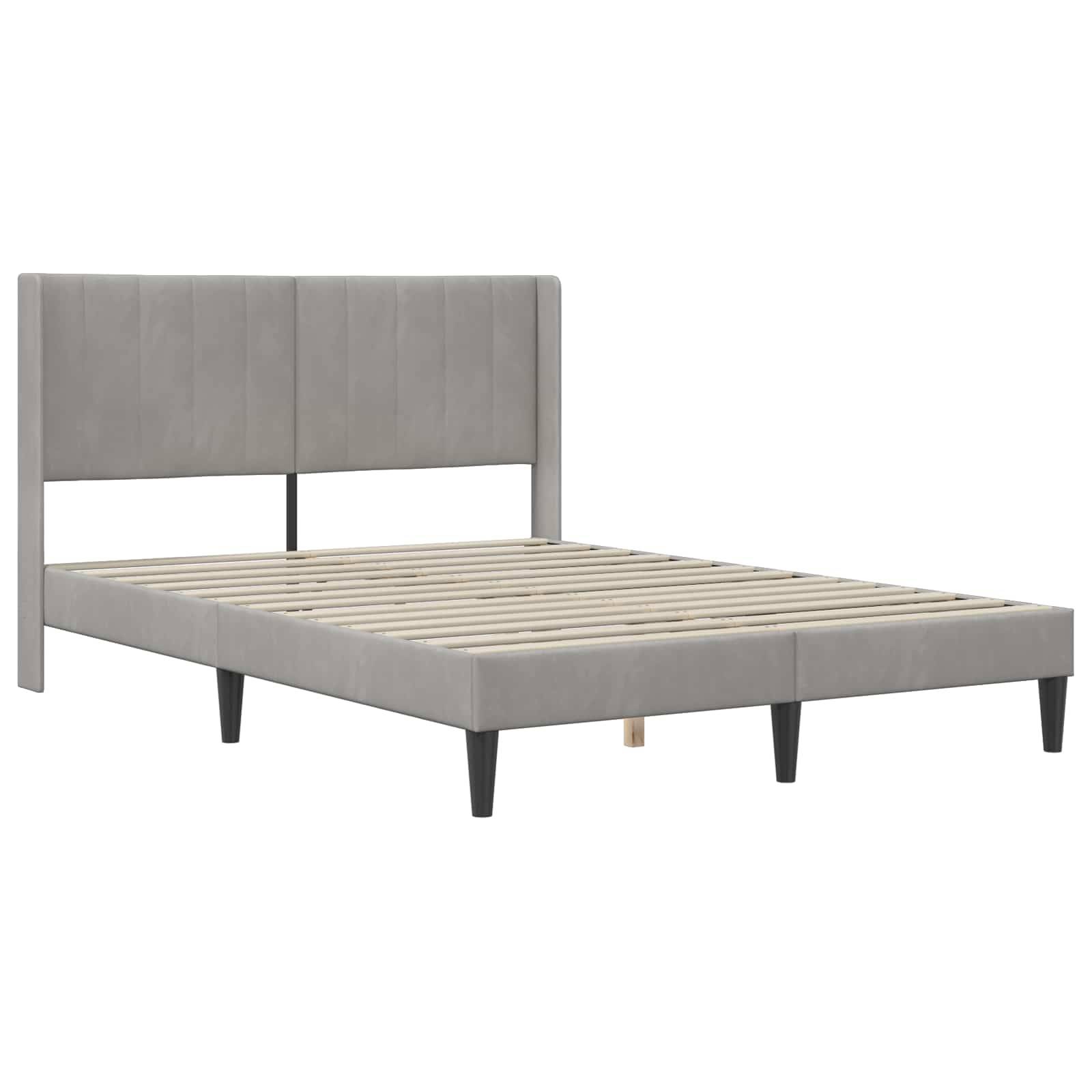 vidaXL Bettgestell mit Matratze Hellgrau 140 x 200 cm Samt