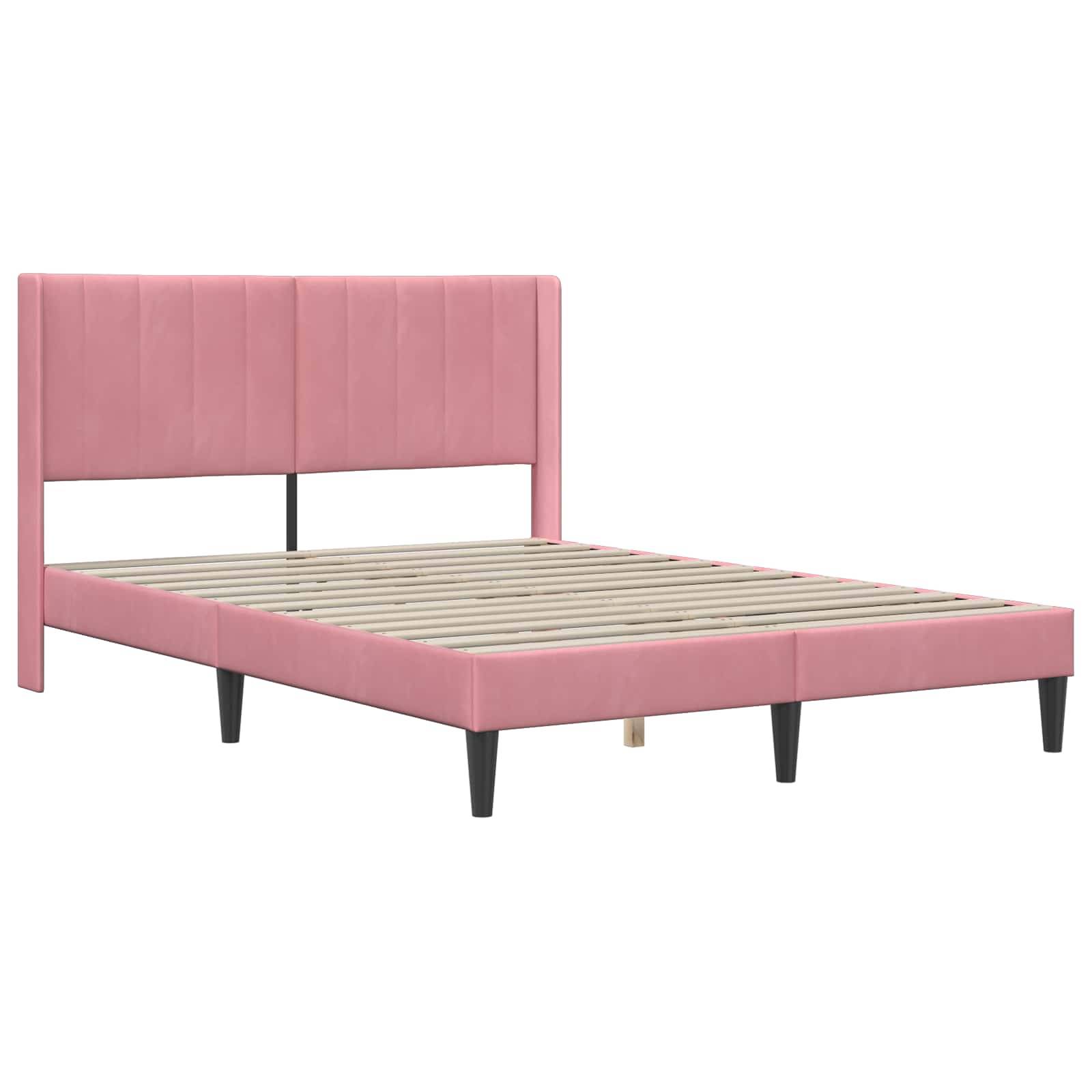 vidaXL Bettrahmen mit Kopfteil Rosa 140 x 190 cm Samt