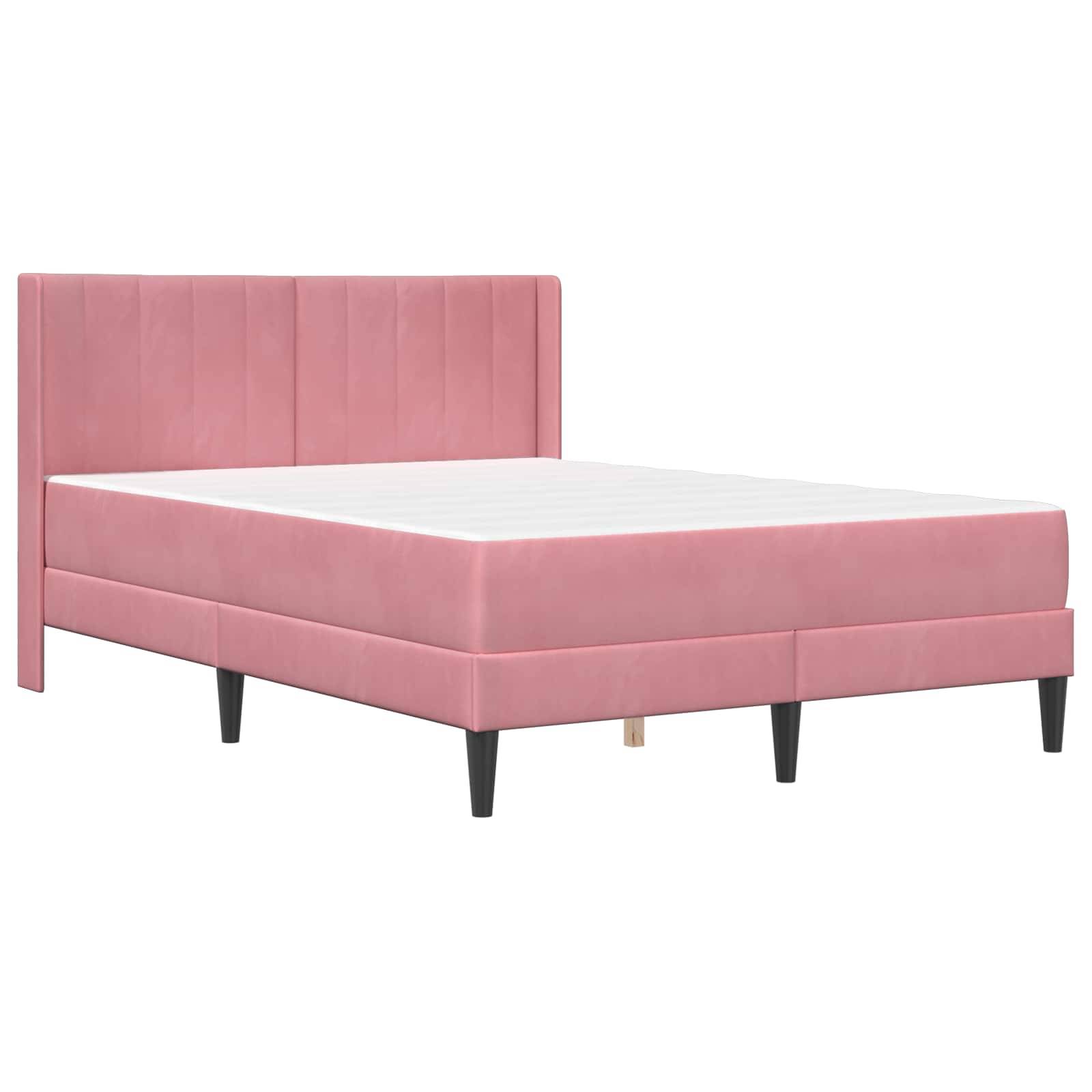 vidaXL Bettgestell mit Matratze mit Kopfteil Rosa 140 x 200 cm Samt