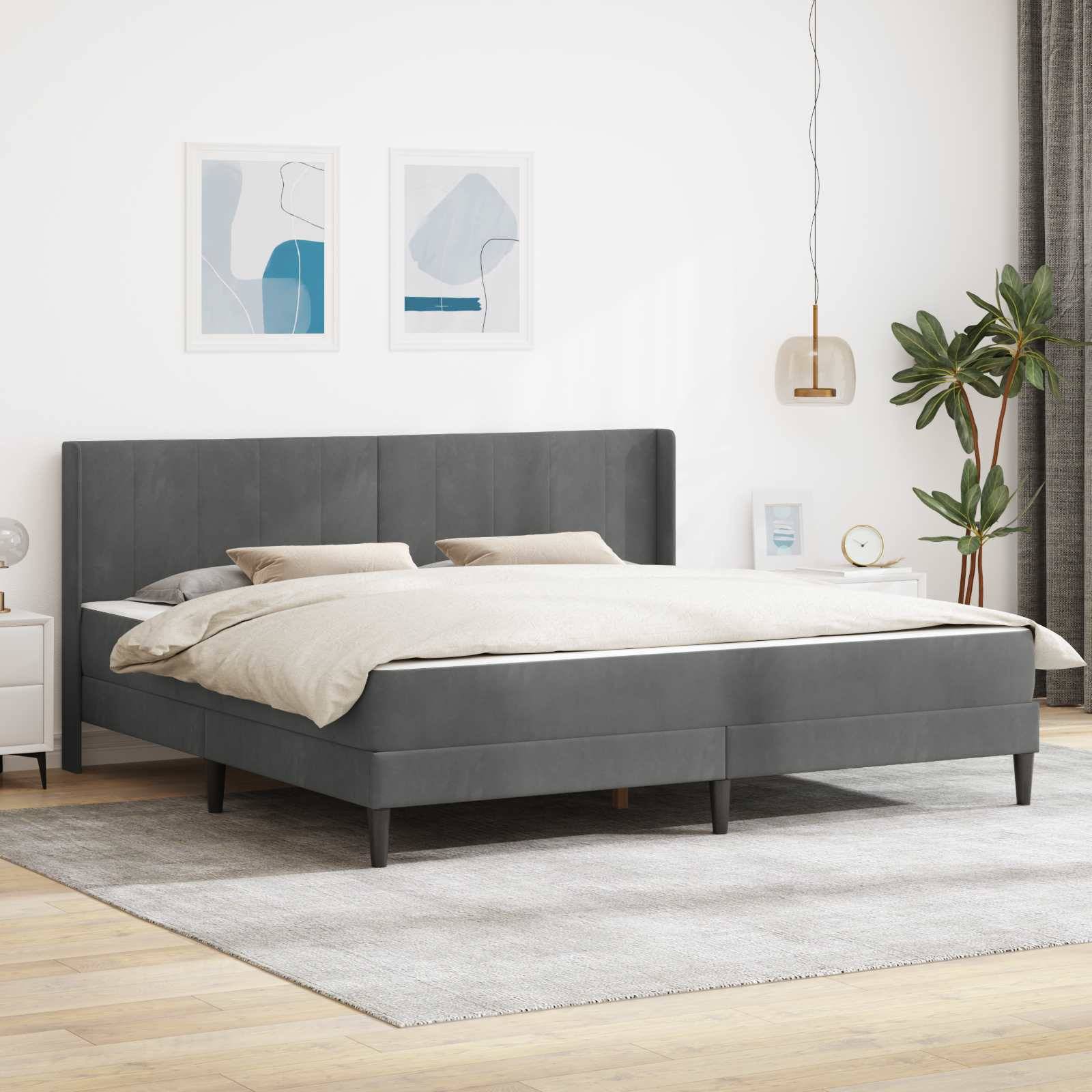 vidaXL Bettgestell mit Matratze Dunkelgrau 180 x 200 cm Samt