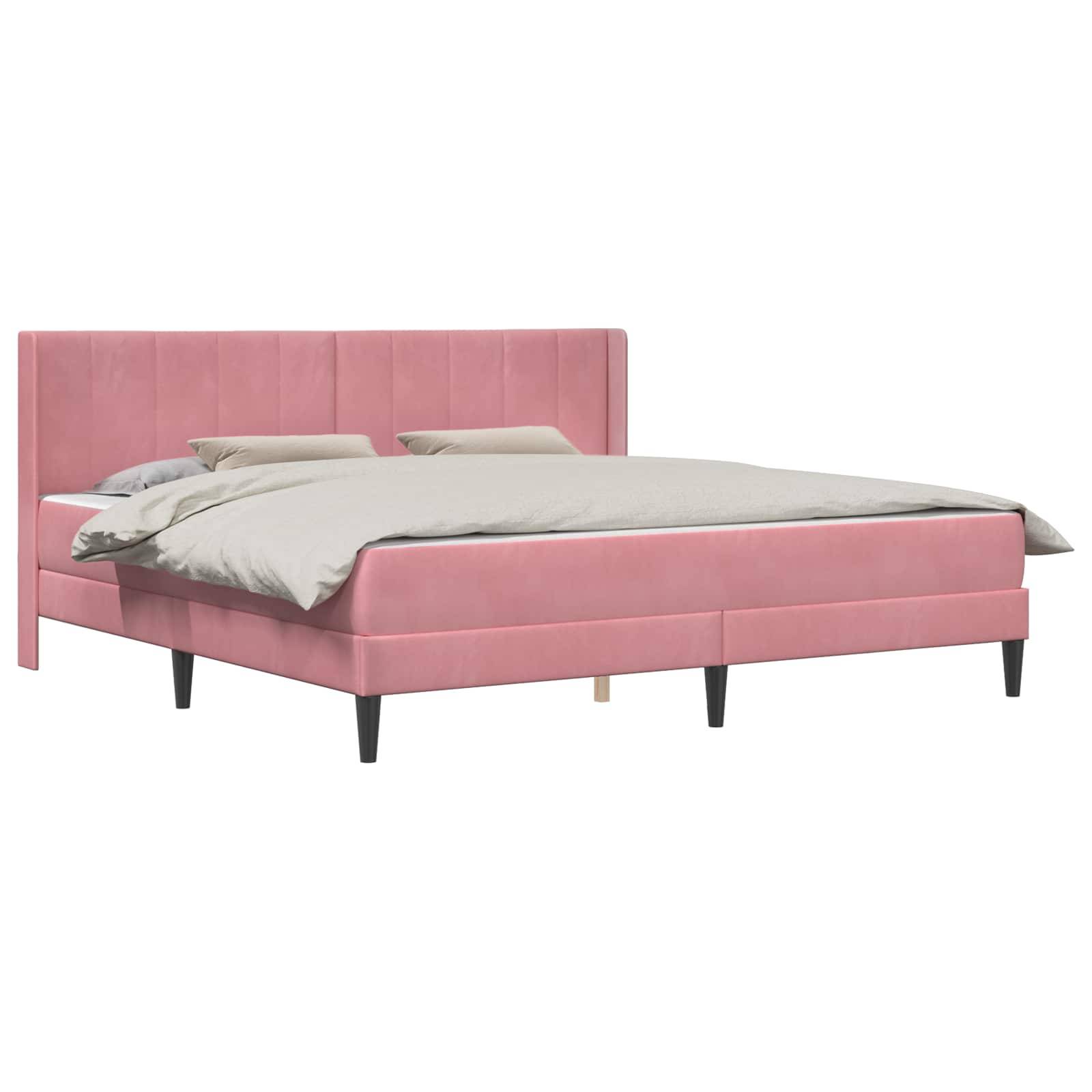 vidaXL Bettgestell mit Matratze mit Kopfteil Rosa 200 x 200 cm Samt