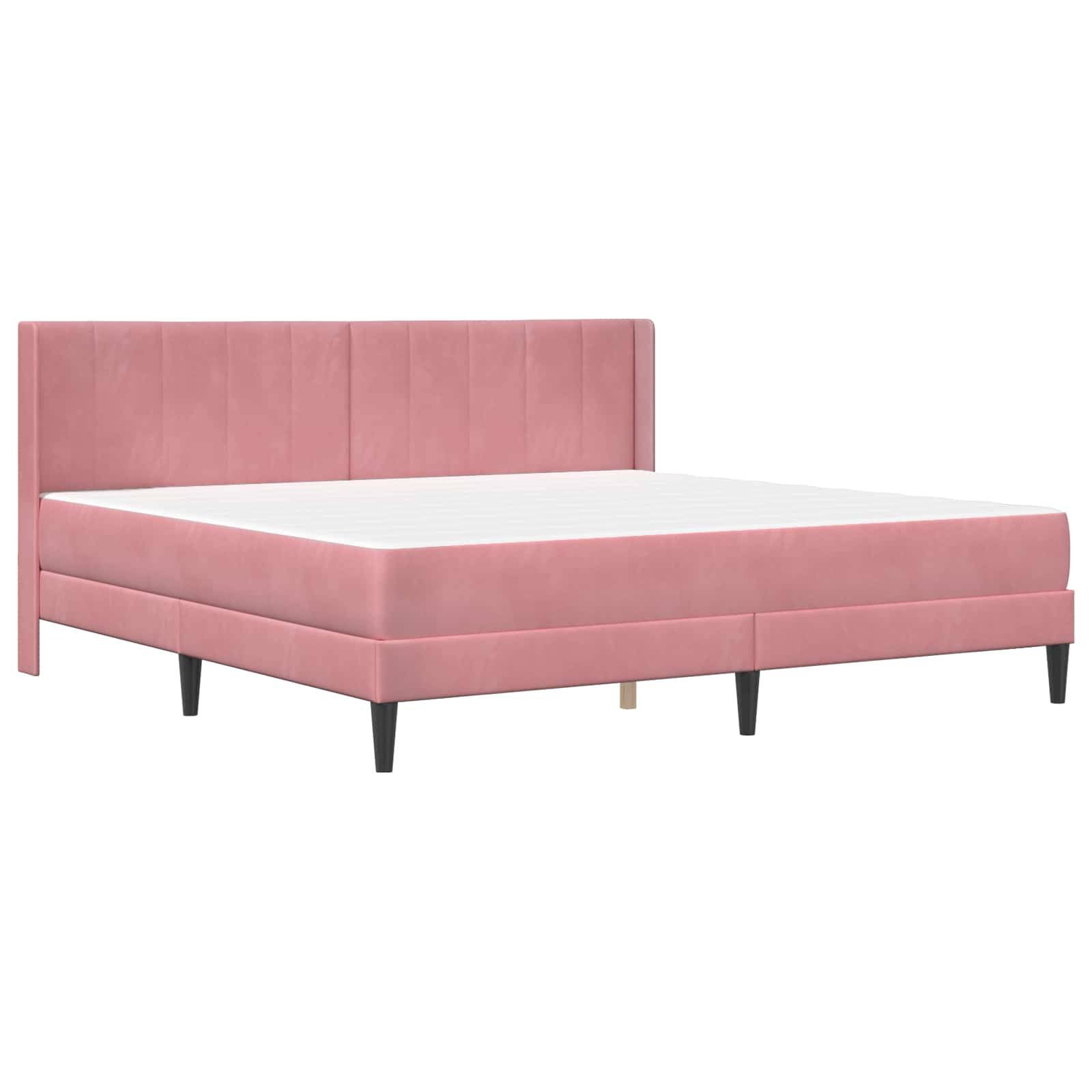 vidaXL Bettgestell mit Matratze mit Kopfteil Rosa 200 x 200 cm Samt