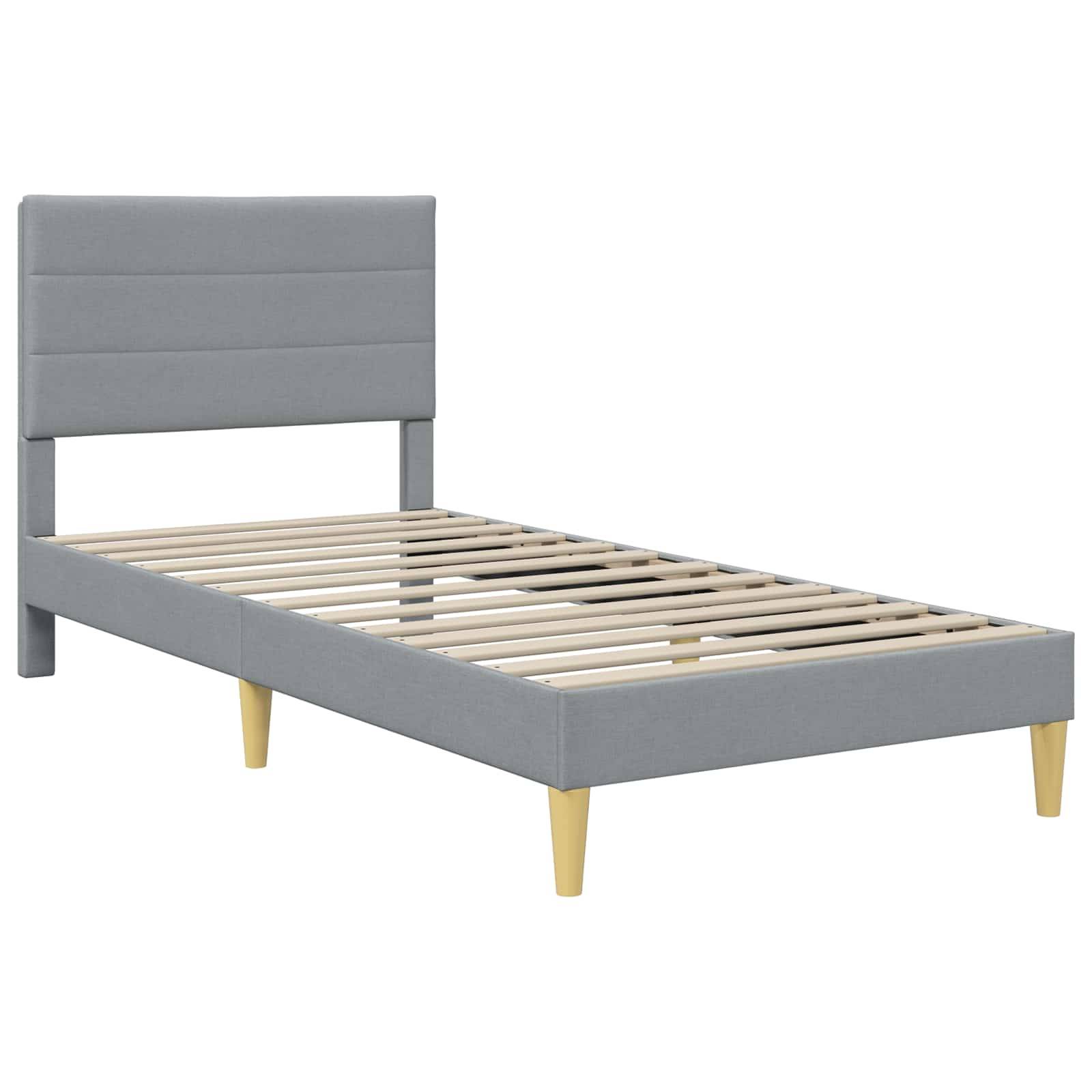 vidaXL Bettrahmen mit Kopfteil Hellgrau 90 x 200 cm Stoff