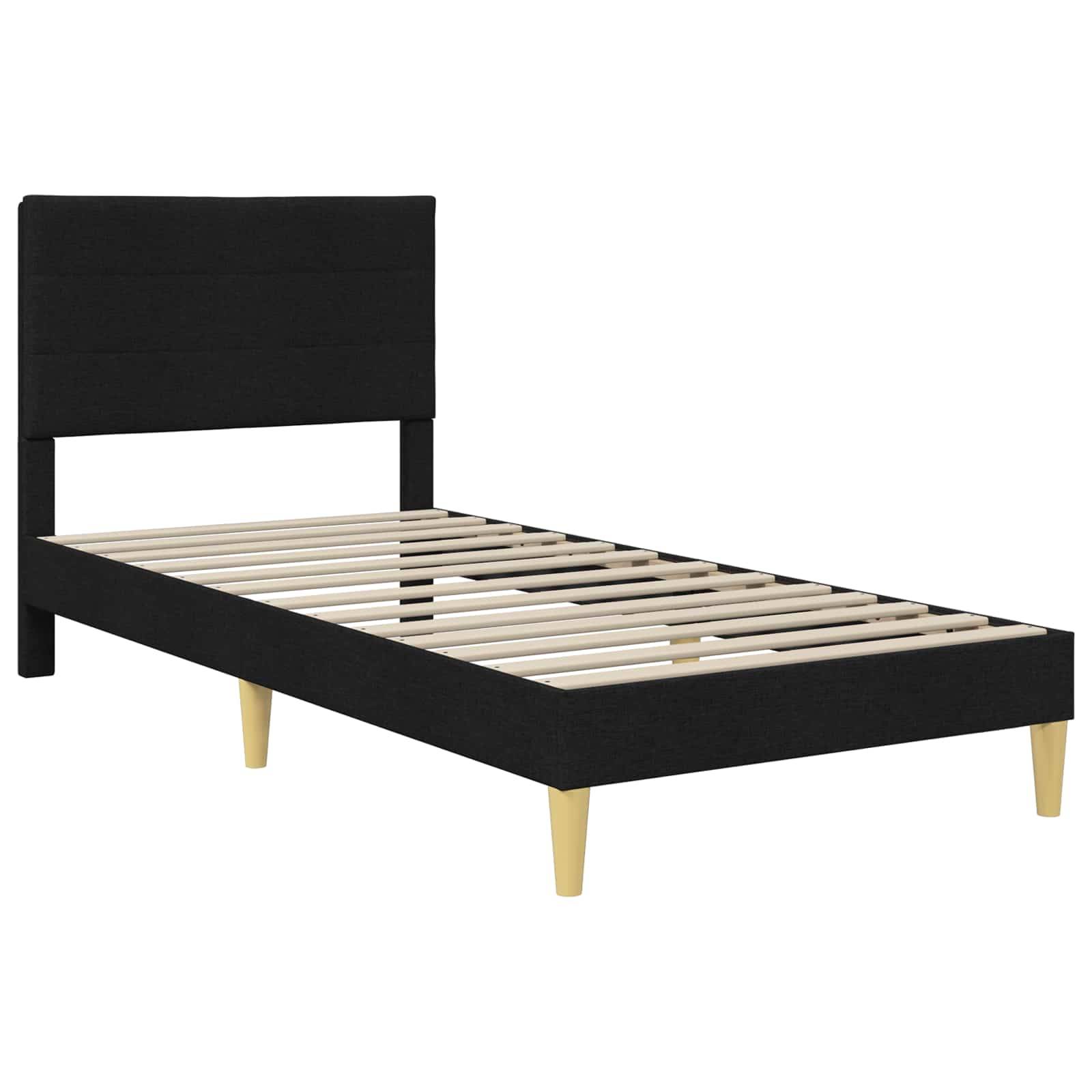 vidaXL Bettrahmen mit Kopfteil Schwarz 100 x 200 cm Stoff