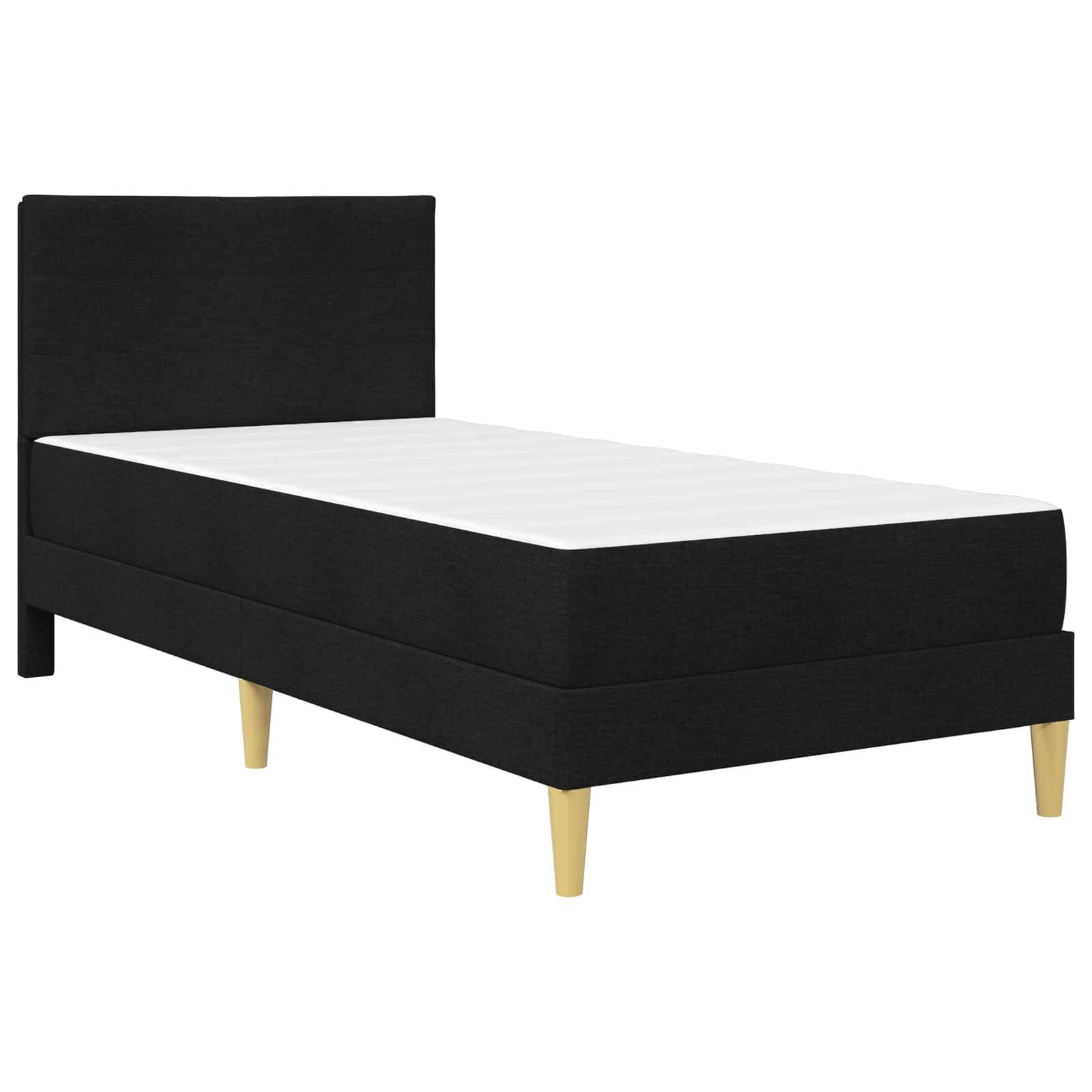 vidaXL Bettgestell mit Matratze mit Kopfteil Schwarz 90 x 190 cm Stoff