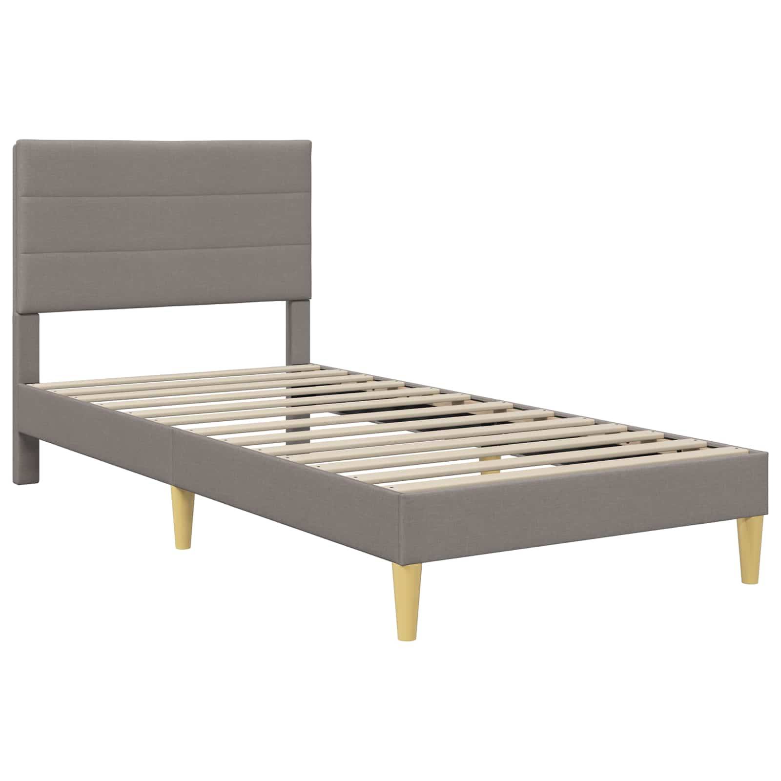 vidaXL Bettrahmen mit Kopfteil Taupe 90 x 200 cm Stoff