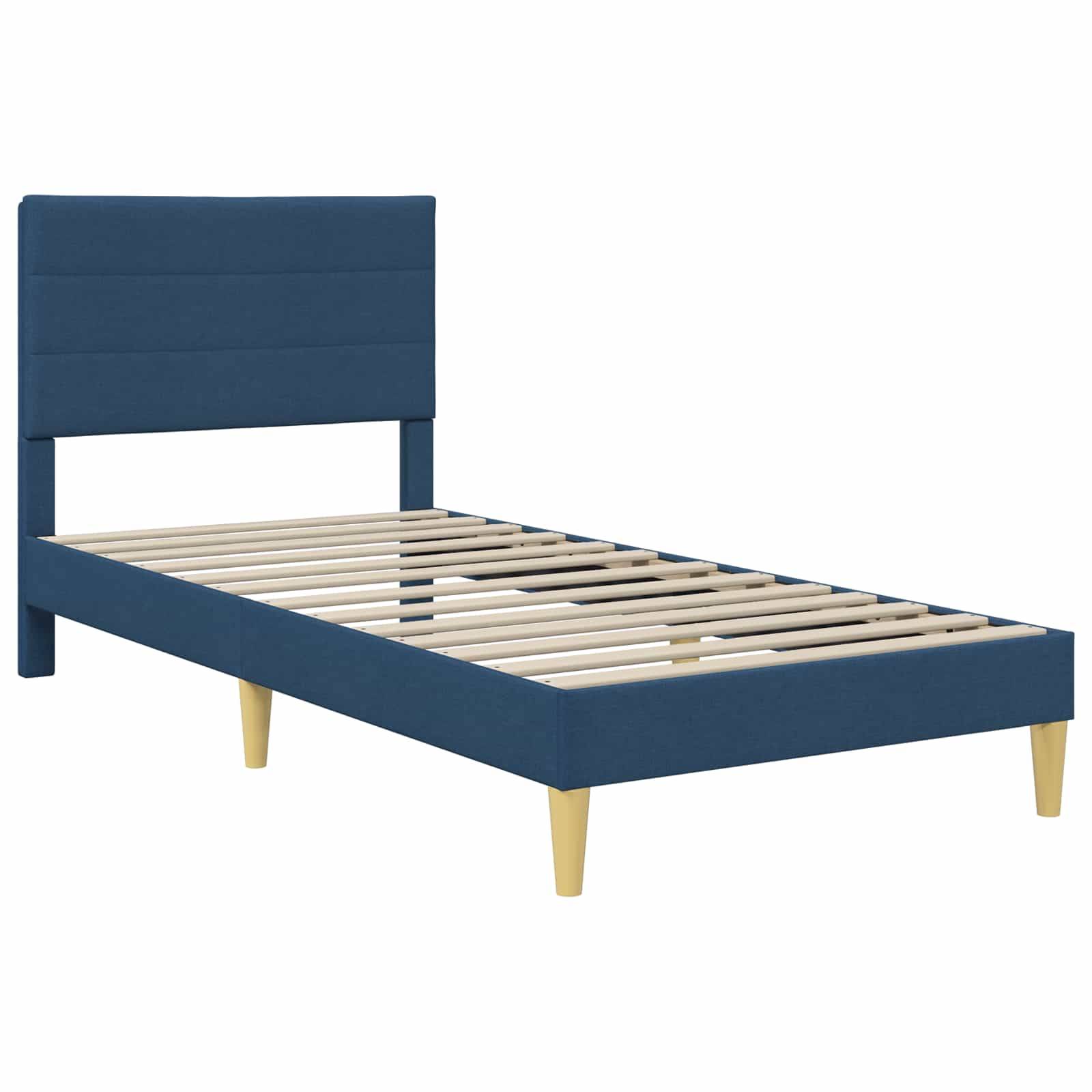 vidaXL Bettrahmen mit Kopfteil Blau 100 x 200 cm Stoff