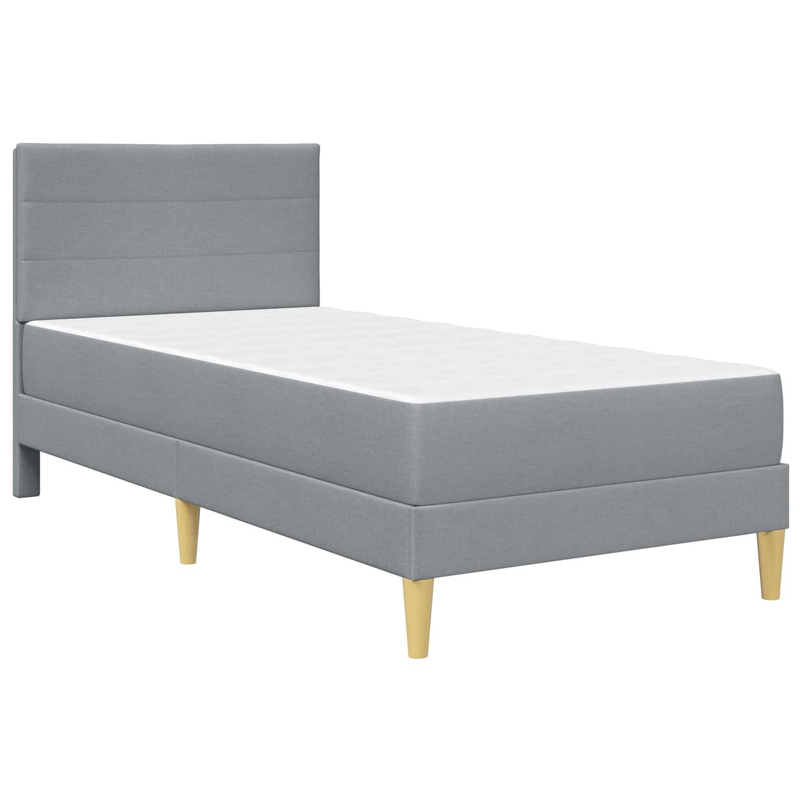 vidaXL Bettgestell mit Matratze Hellgrau 90 x 190 cm Stoff