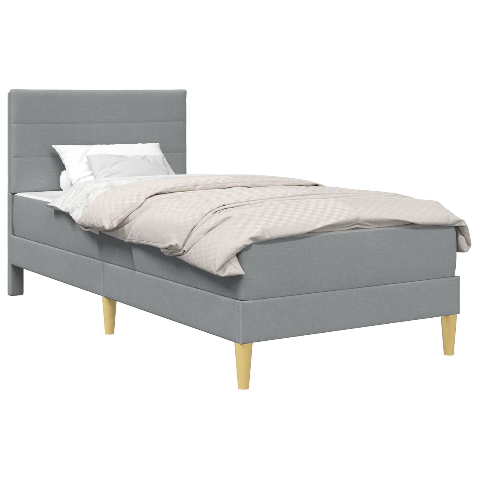 vidaXL Bettgestell mit Matratze Hellgrau 90 x 190 cm Stoff
