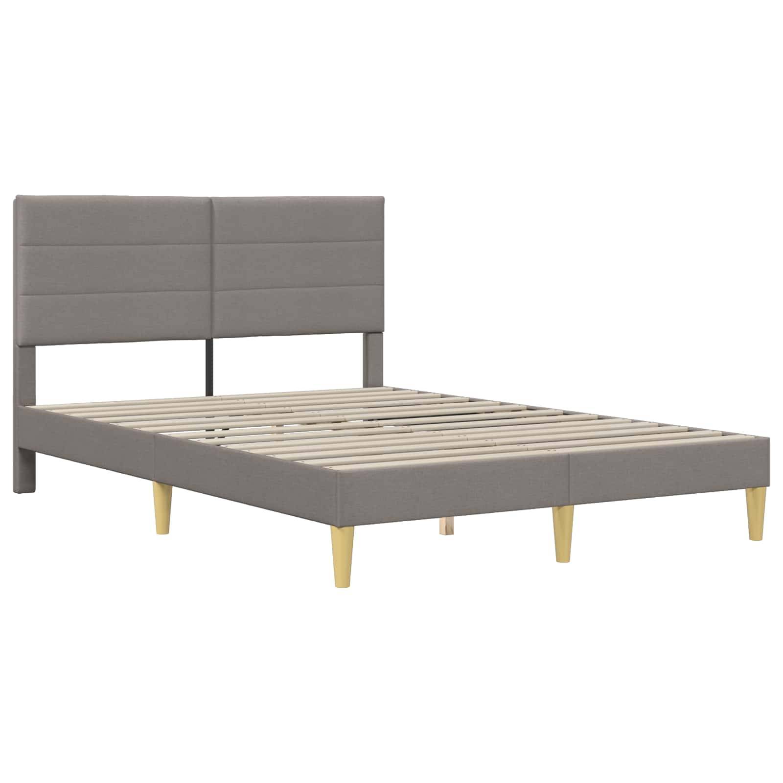 vidaXL Bettrahmen mit Kopfteil Taupe 140 x 190 cm Stoff