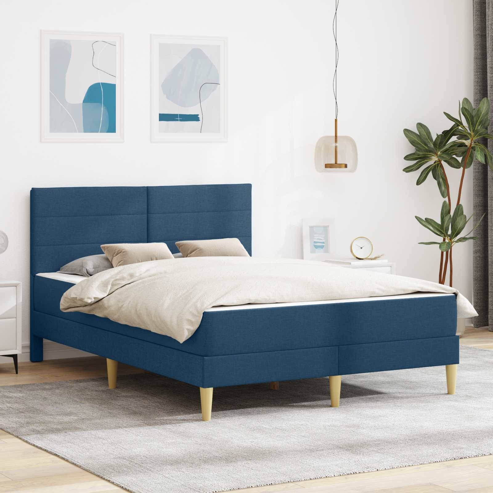 vidaXL Bettrahmen Blau 140 x 190 cm Polyester