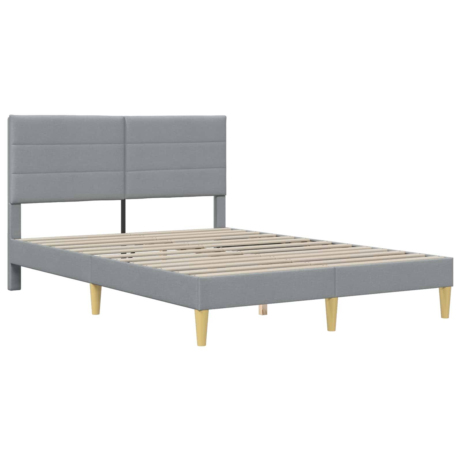 vidaXL Bettrahmen mit Kopfteil Hellgrau 120 x 190 cm Stoff