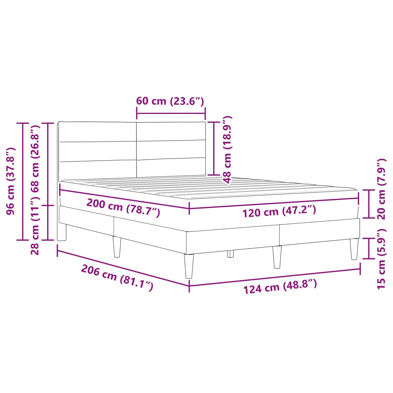 vidaXL Bettrahmen Schwarz 120 x 200 cm Polyester