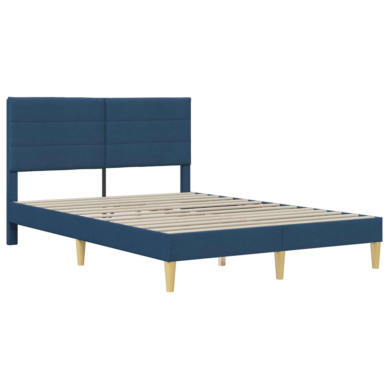 vidaXL Bettrahmen mit Kopfteil Blau 160 x 200 cm Stoff