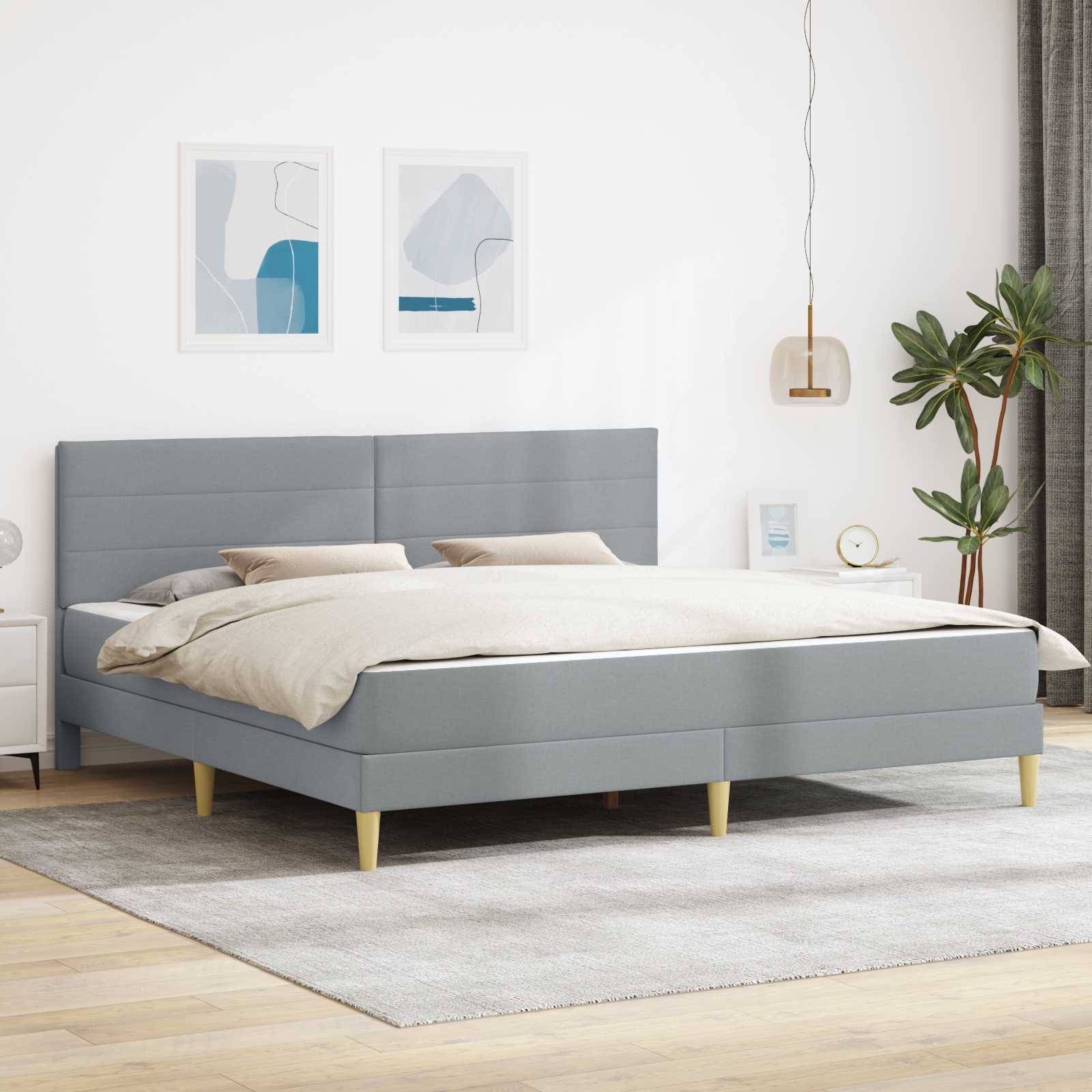 vidaXL Bettgestell mit Matratze Hellgrau 180 x 200 cm Stoff
