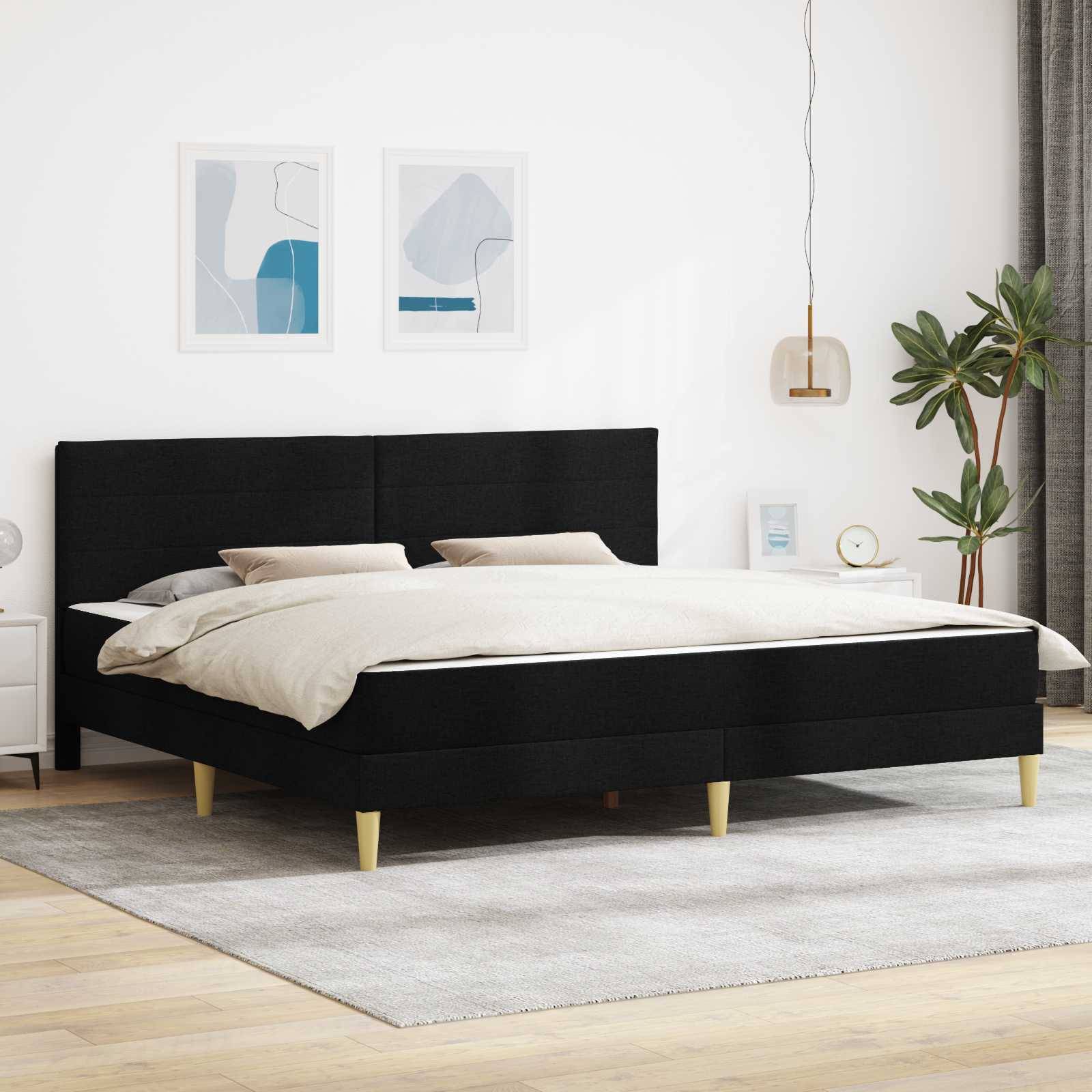 vidaXL Bettgestell mit Matratze Schwarz 180 x 200 cm Stoff
