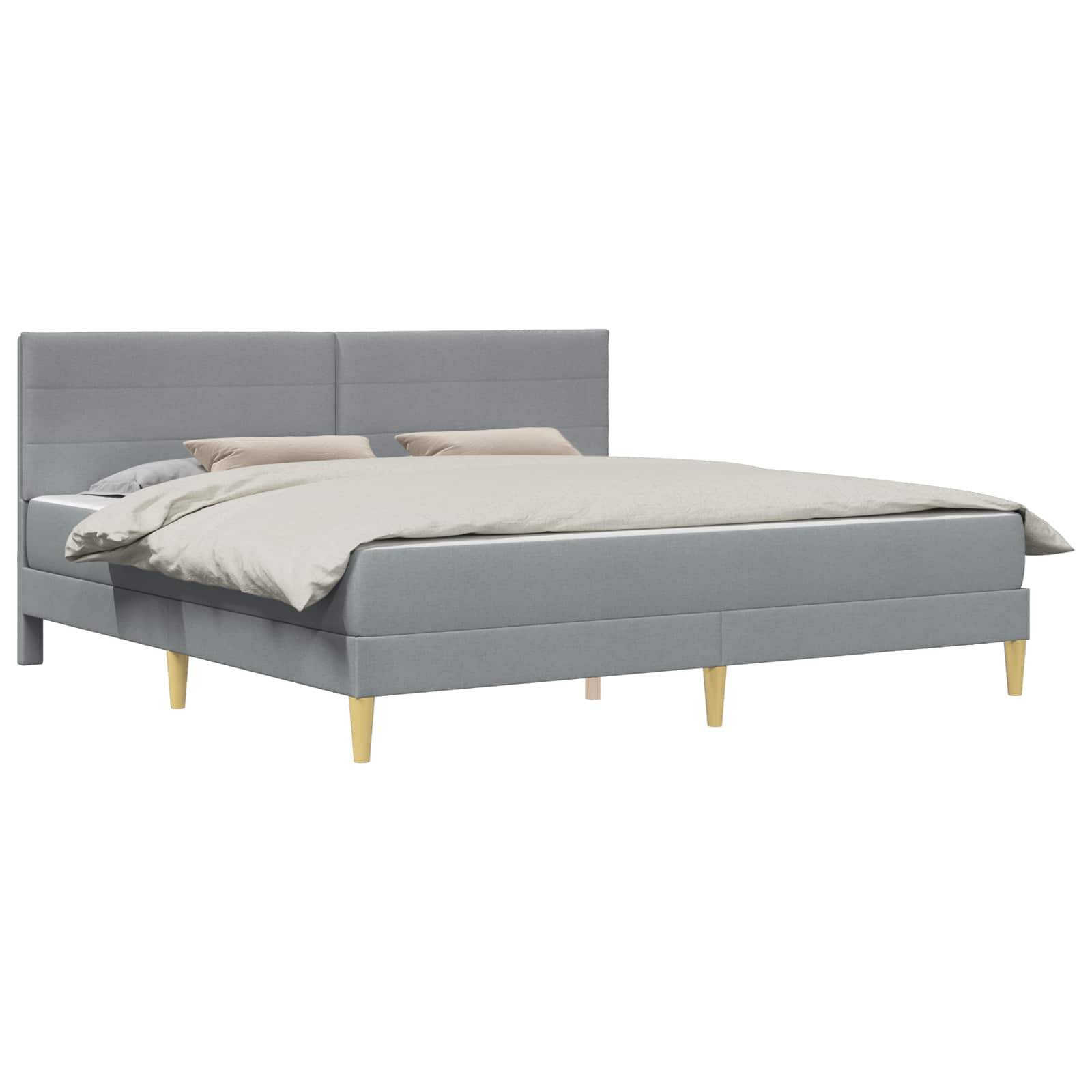vidaXL Bettgestell mit Matratze Hellgrau 180 x 200 cm Stoff