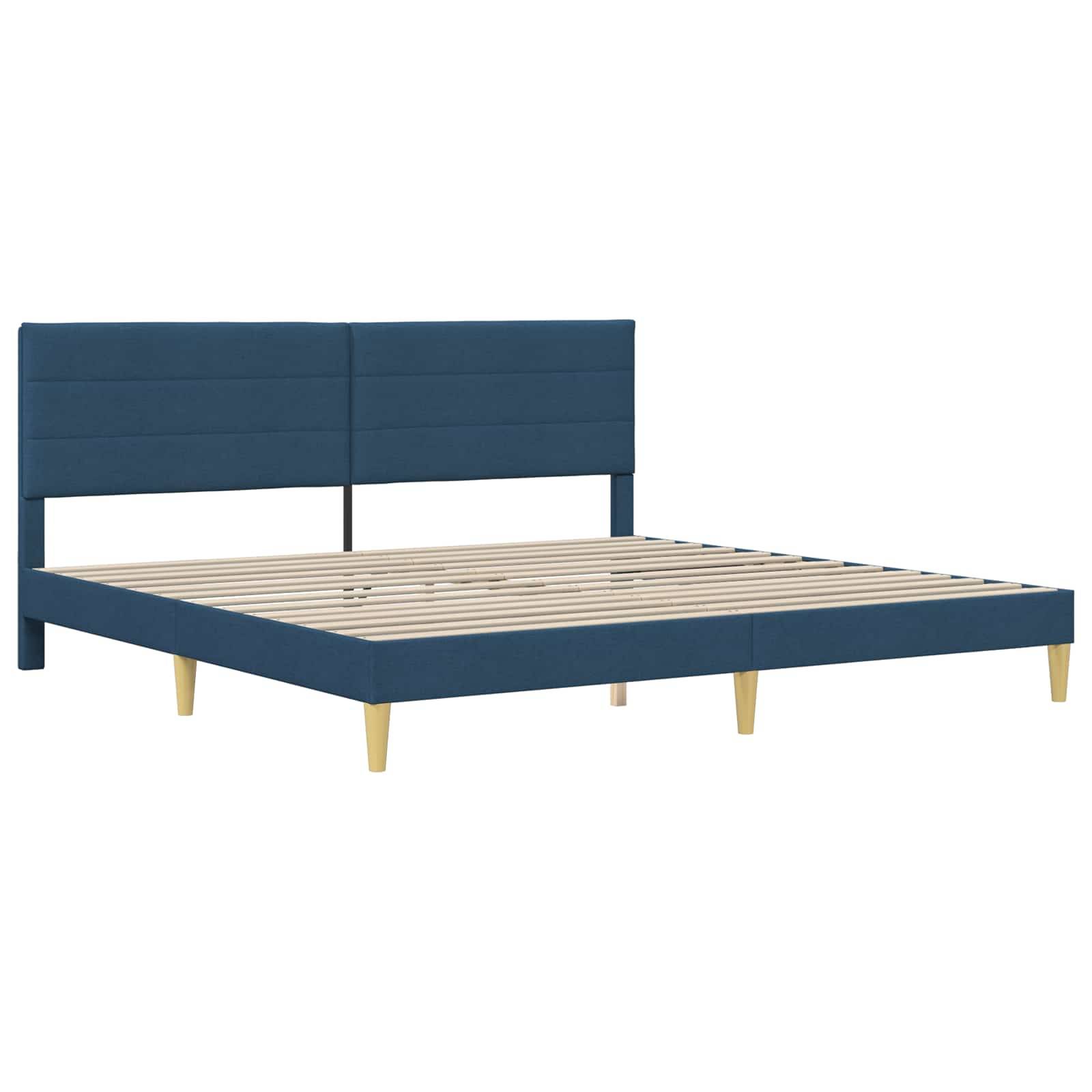vidaXL Bettrahmen mit Kopfteil Blau 180 x 200 cm Stoff
