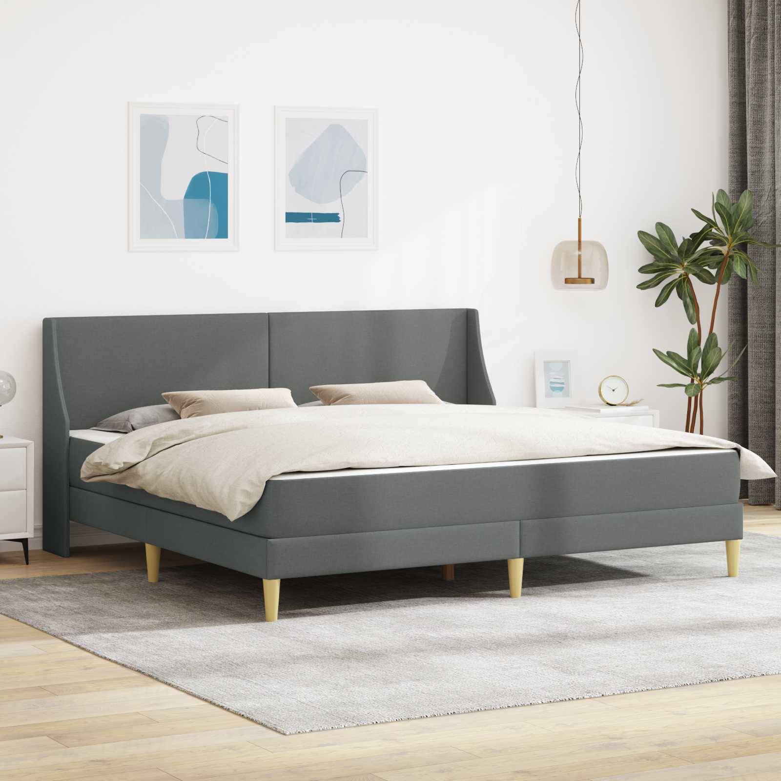 vidaXL Bettgestell mit Matratze Dunkelgrau 180 x 200 cm Stoff