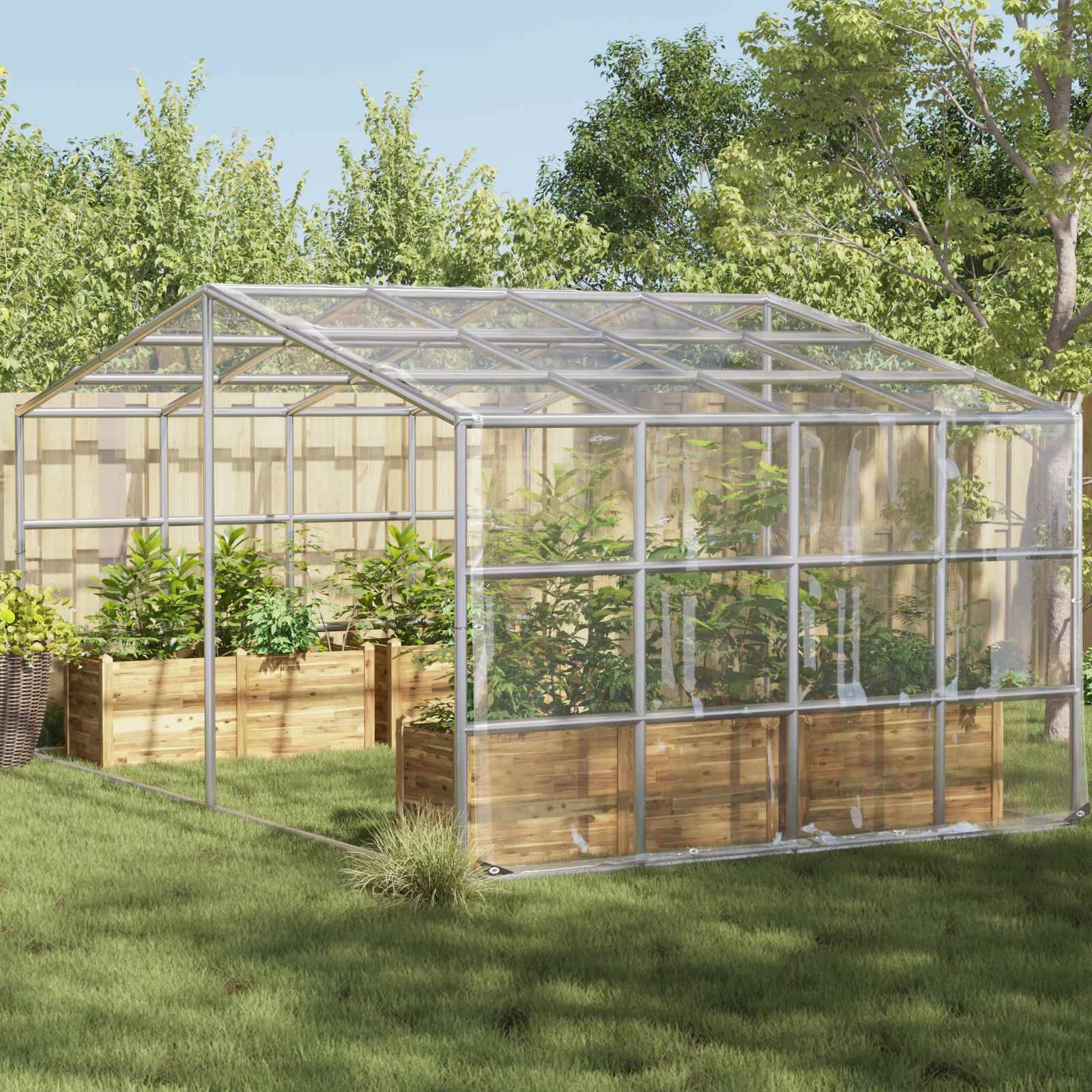 vidaXL Plane Transparent 3 x 12 m PVC