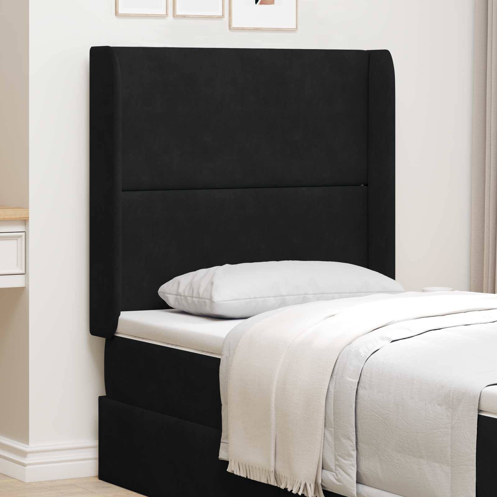 vidaXL Kopfteil Ohr Schwarz 80 x 16 x 4 cm Samt