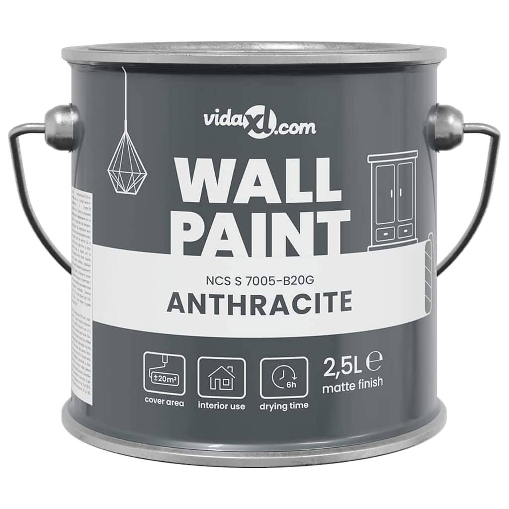 vidaXL Wandfarbe Grau 2,5 L Wanddruck