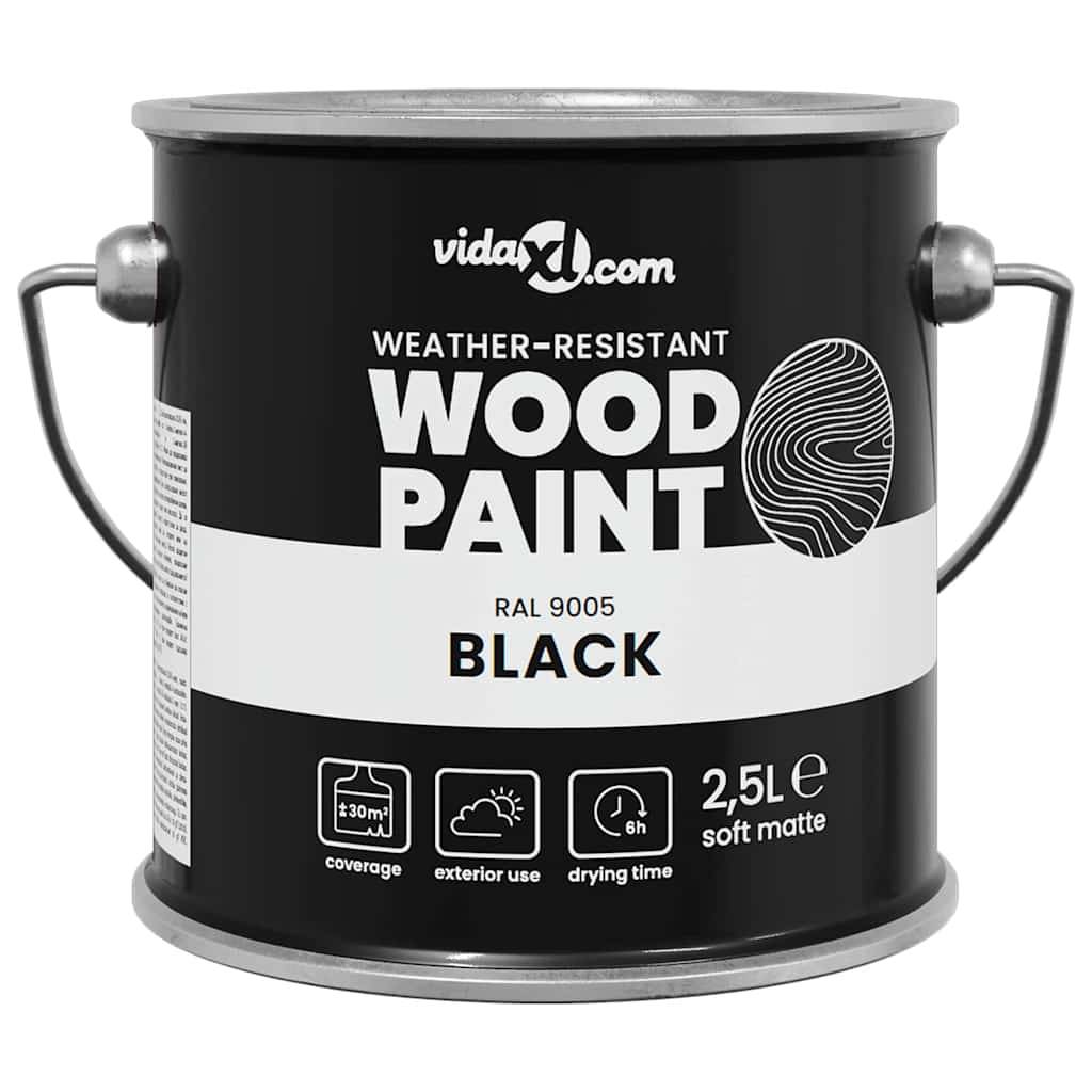 vidaXL Holzfarbe Schwarz 2,5 L Wanddruck