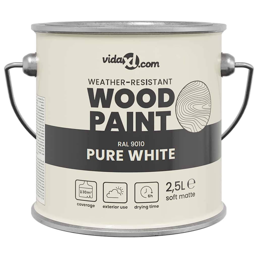 vidaXL Holzfarbe Weiß 2,5 L Wanddruck