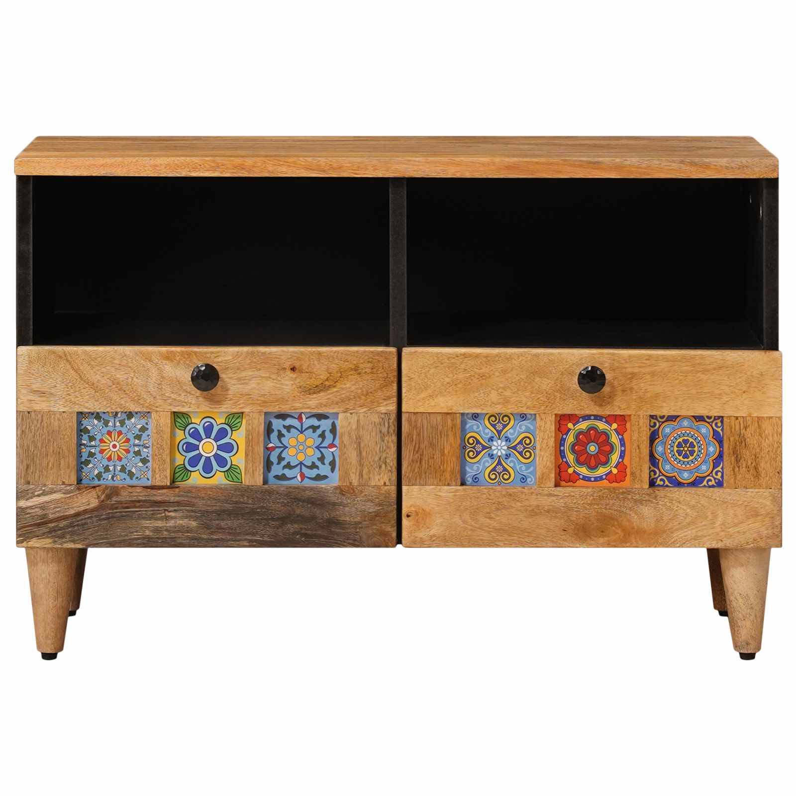 vidaXL TV-Schränk mit Regal Natur 70 x 33 x 46 cm Massivholz Mango