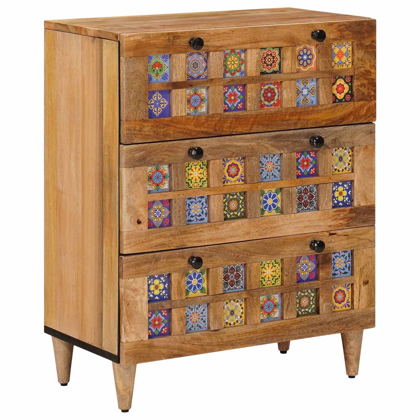 vidaXL Sideboard 2 pcs Natur 60 x 33 x 75 cm Massivholz Mango