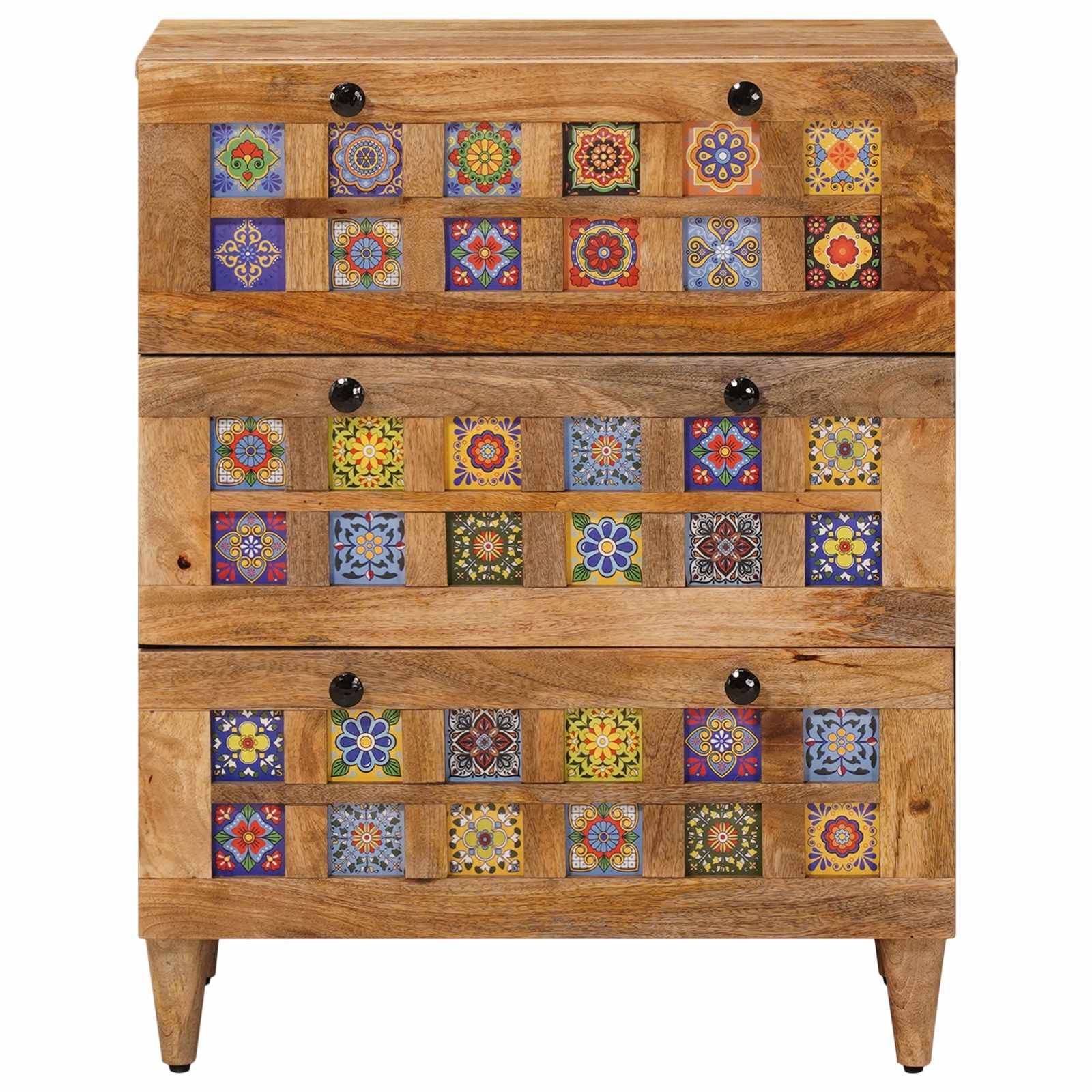 vidaXL Sideboard Natur 60 x 33 x 75 cm Massivholz Mango