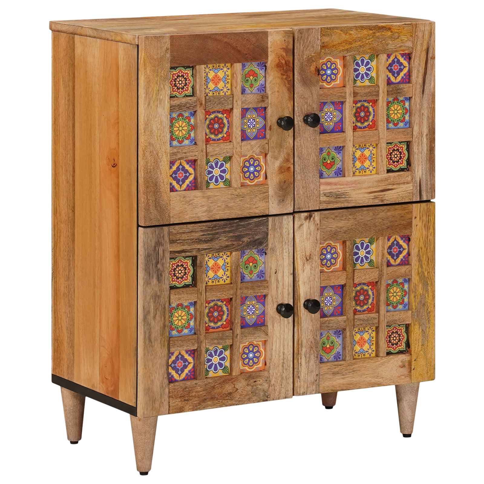 vidaXL Sideboard mit Speicher Natur 60 x 33 x 75 cm Massivholz Mango