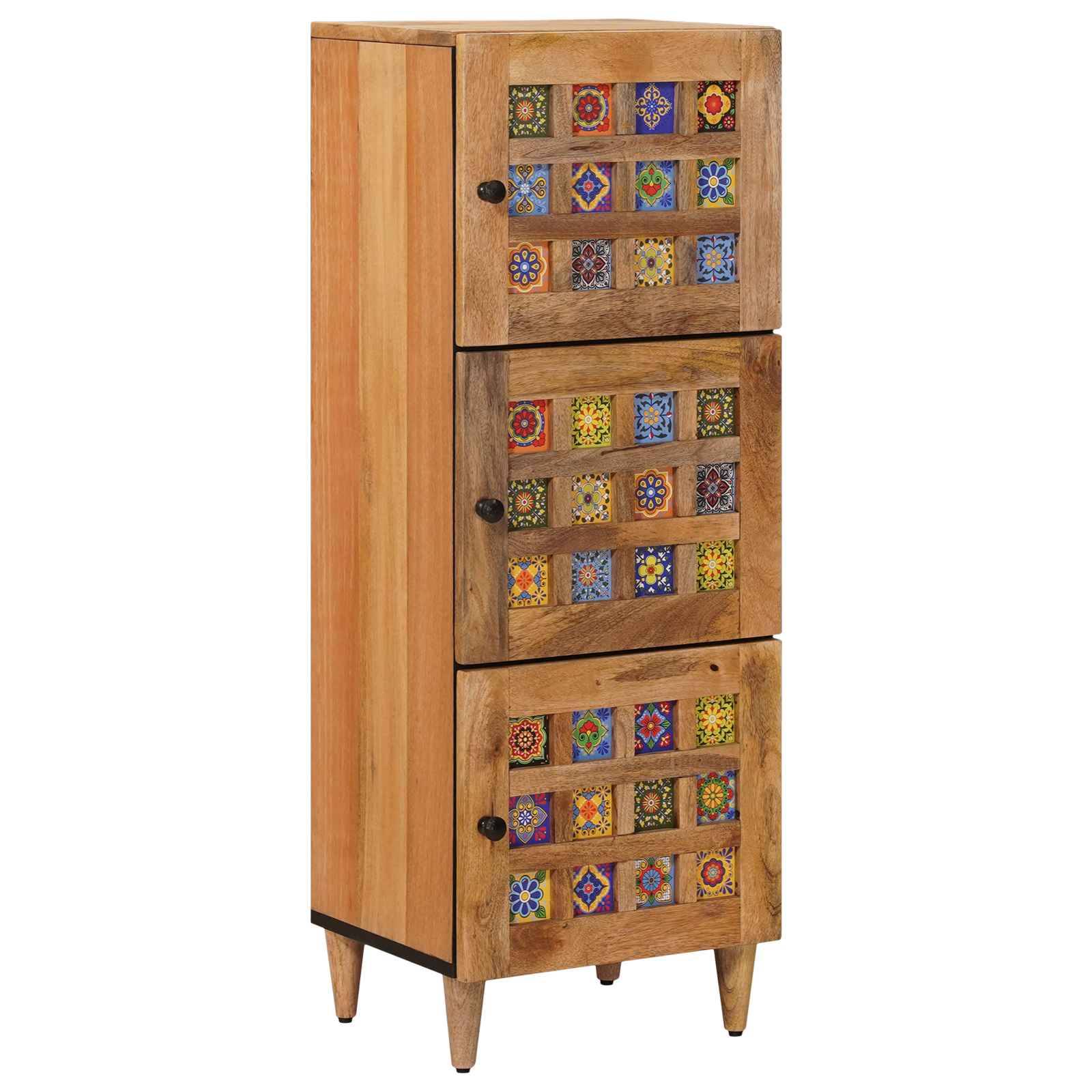 vidaXL Highboard mit Speicher Natur 40 x 33 x 110 cm Massivholz Mango