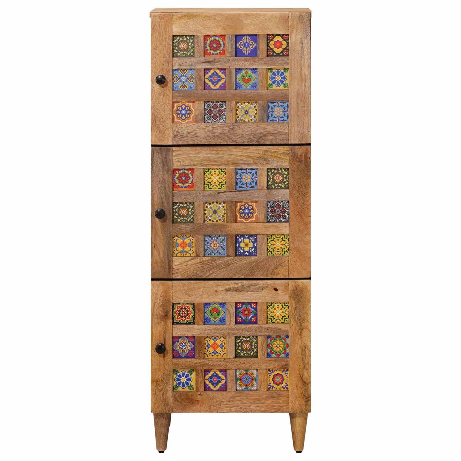 vidaXL Highboard mit Speicher Natur 40 x 33 x 110 cm Massivholz Mango