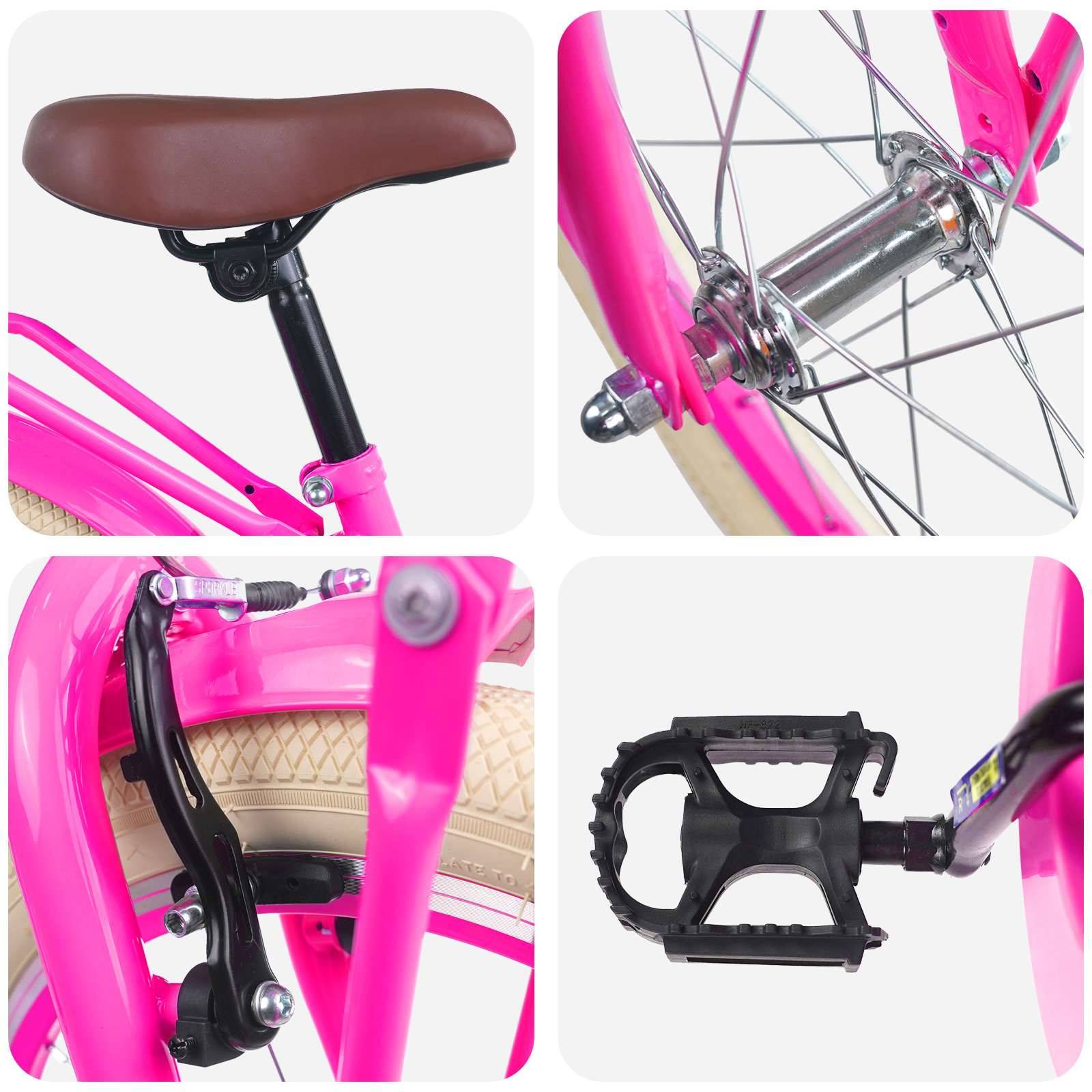 vidaXL Kinderfahrrad 18 Zoll für 5-7 Jahre alt Dunkelrosa