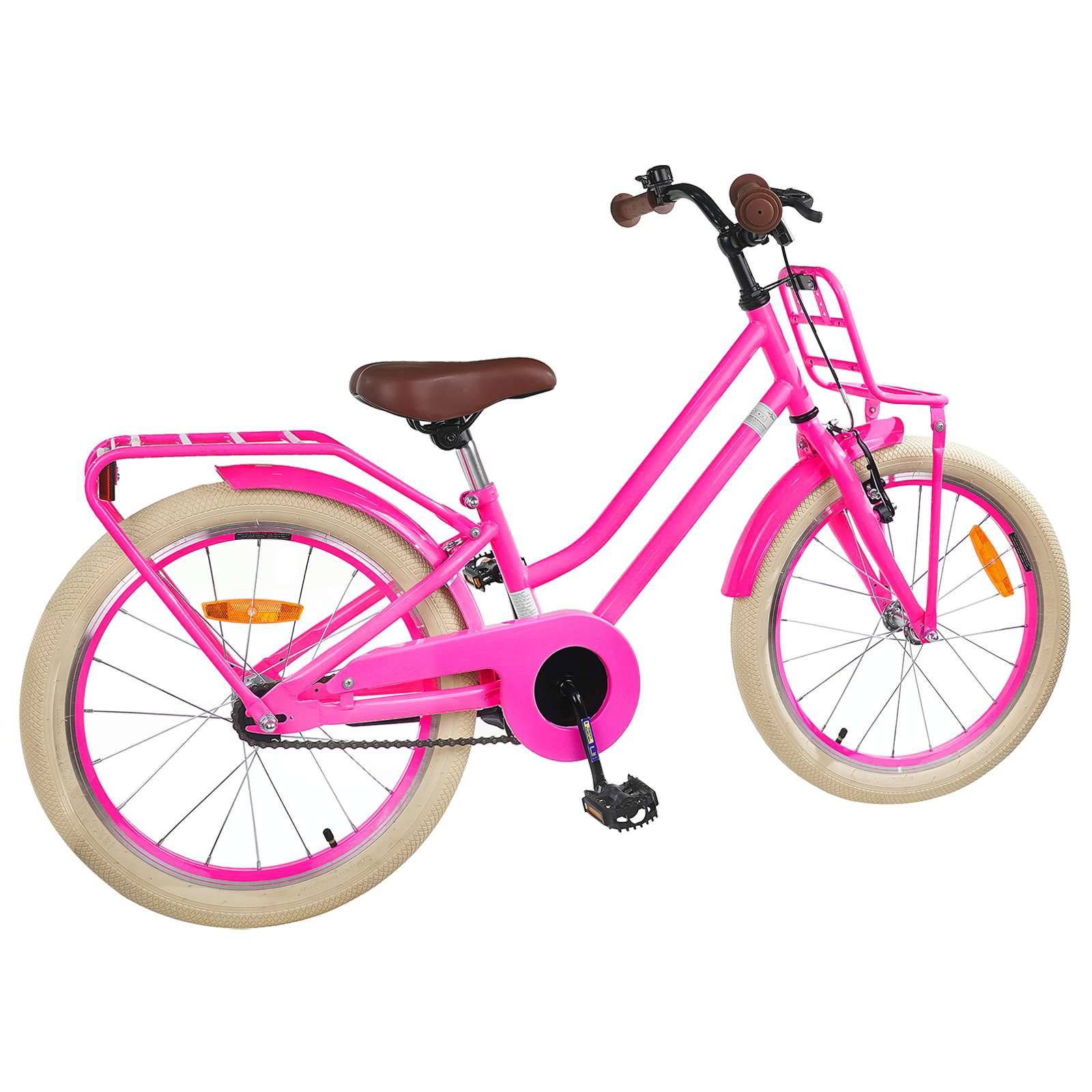 vidaXL Kinderfahrrad 18 Zoll für 5-7 Jahre alt Dunkelrosa