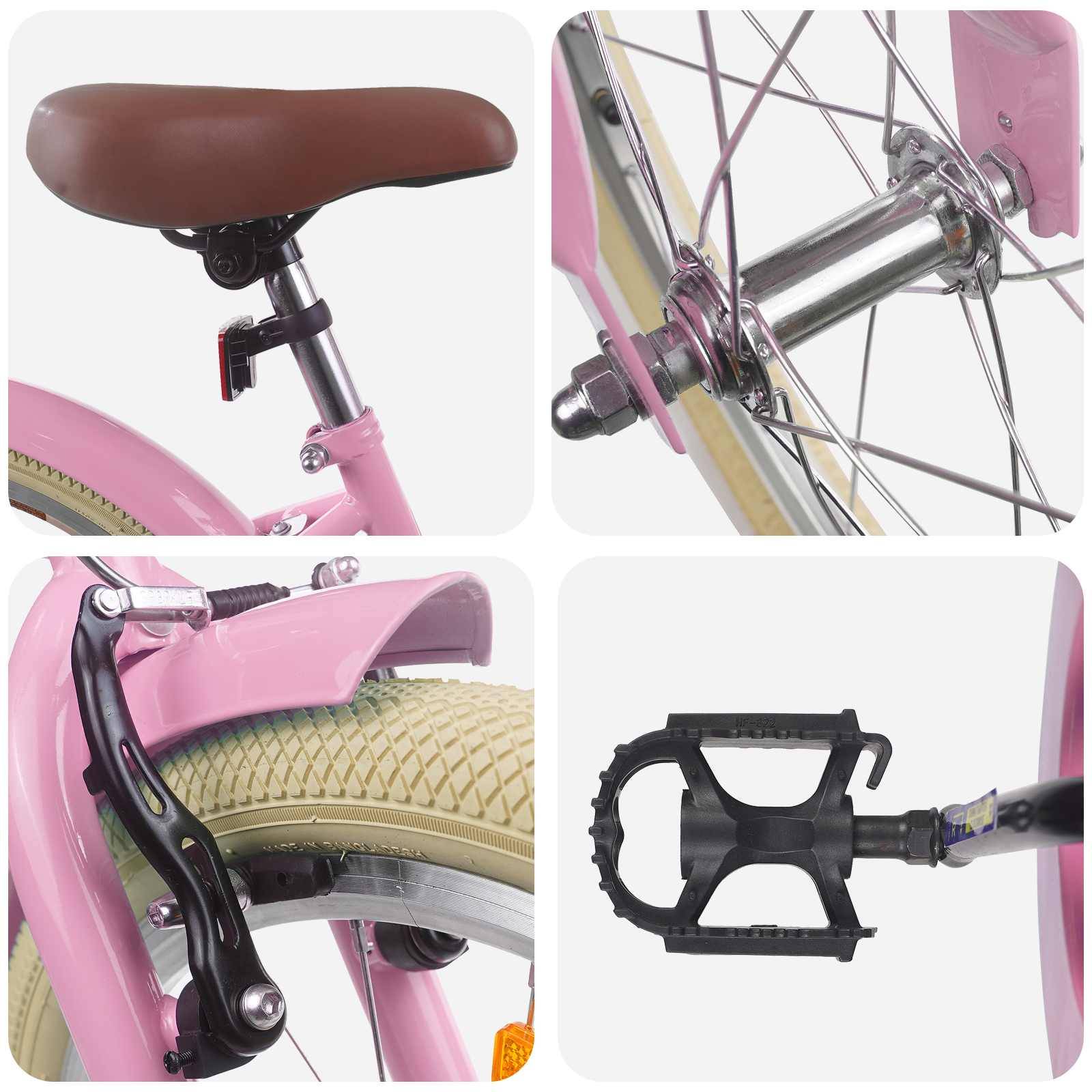 vidaXL Kinderfahrrad 18 Zoll für 5-7 Jahre alt Hellrosa