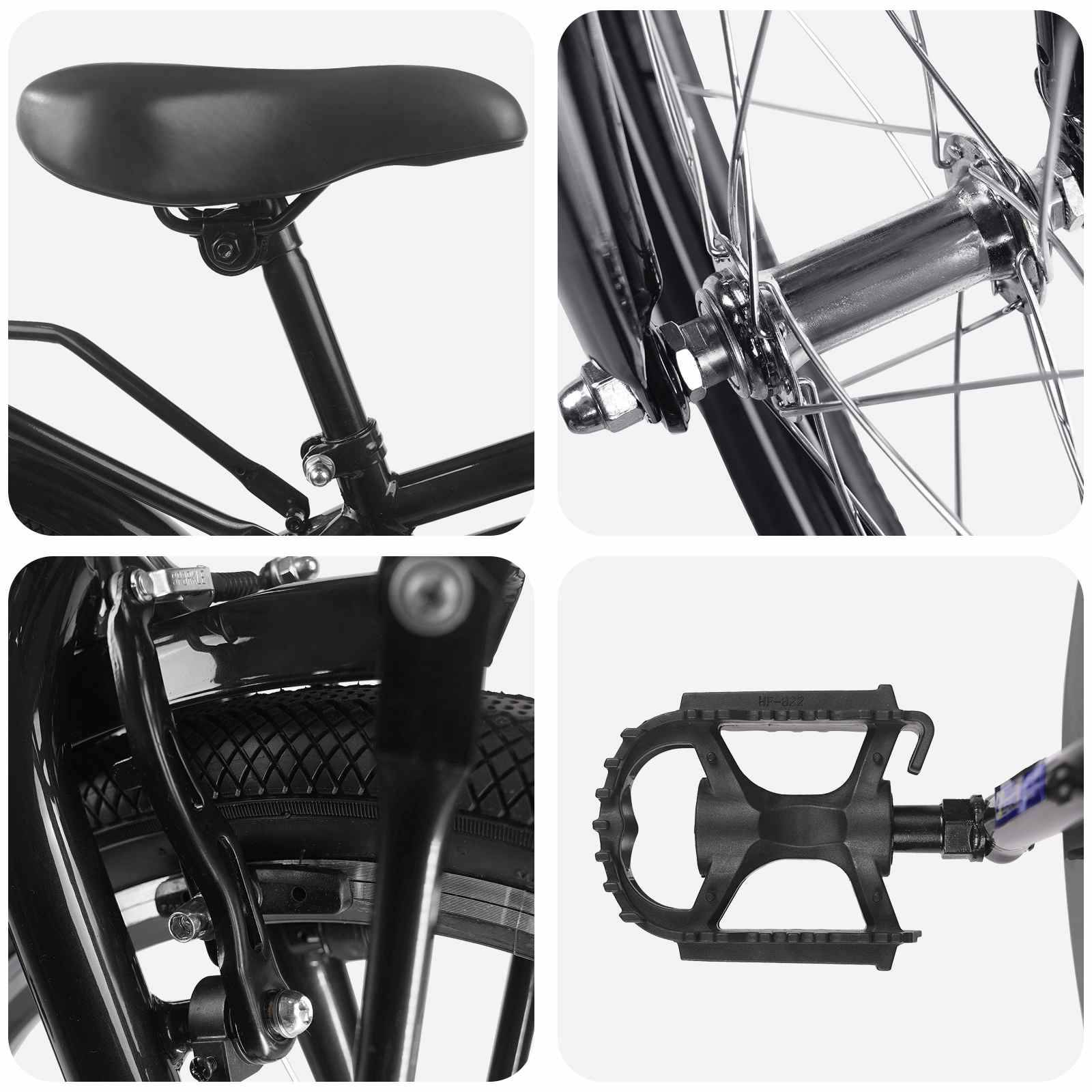 vidaXL Kinderfahrrad 22 Zoll für 7-12 Jahre alt Schwarz