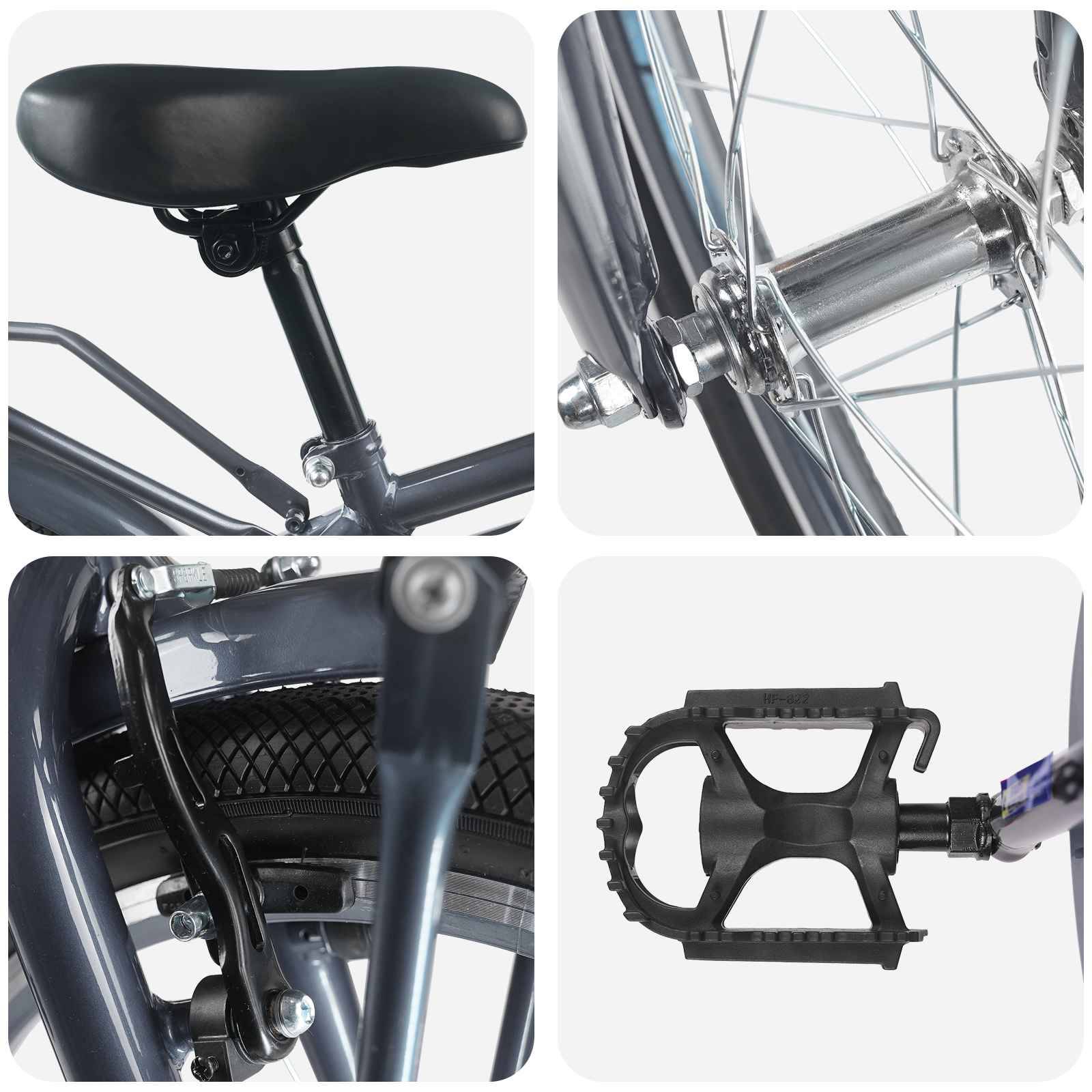 vidaXL Kinderfahrrad 22 Zoll für 7-12 Jahre alt Dunkelgrau