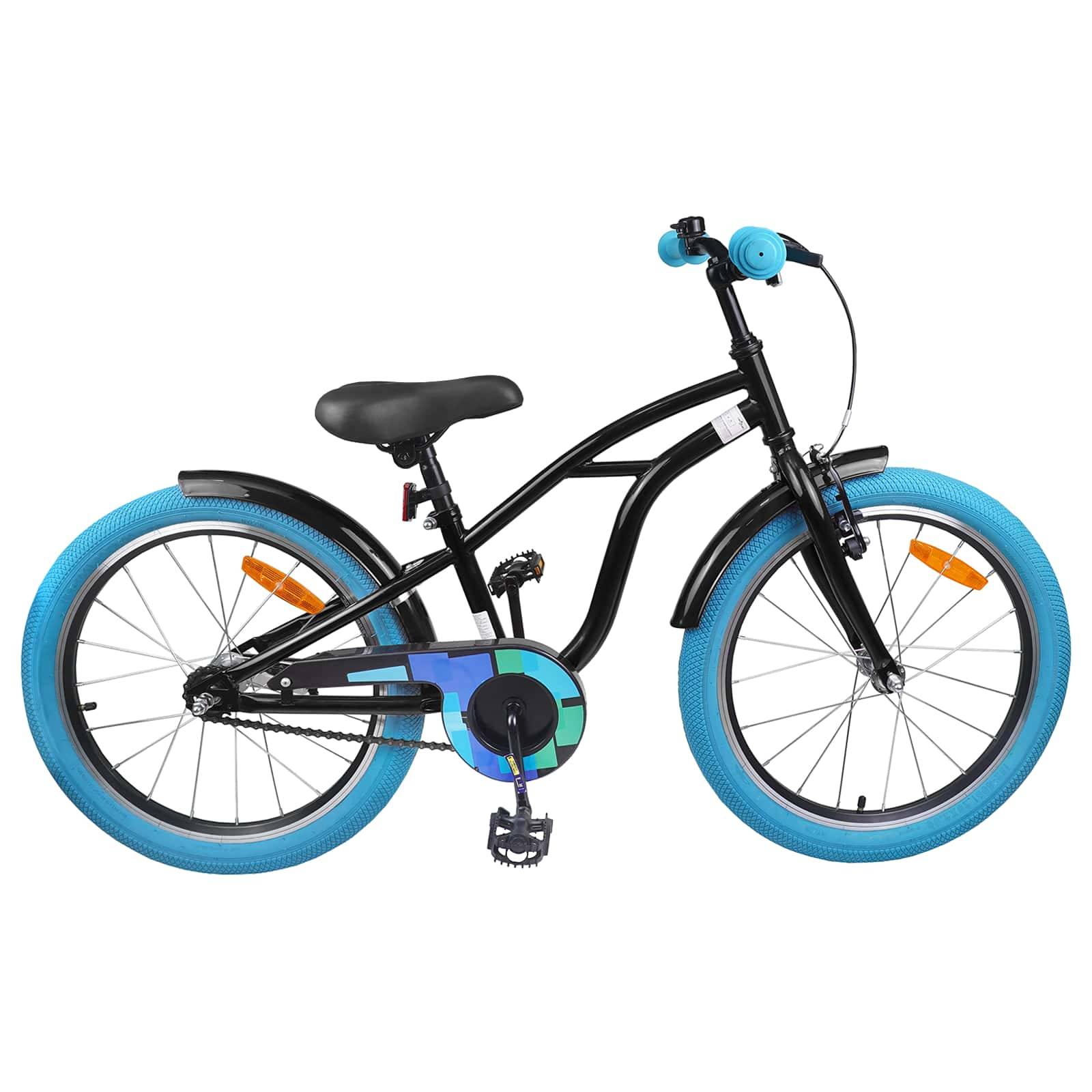 vidaXL Kinderfahrrad 18 Zoll für 5-7 Jahre alt Schwarz