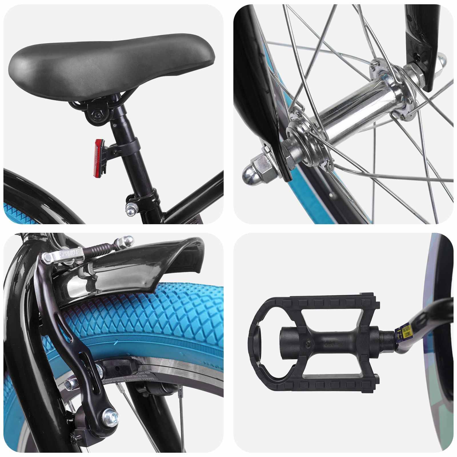 vidaXL Kinderfahrrad 22 Zoll für 7-12 Jahre alt Schwarz