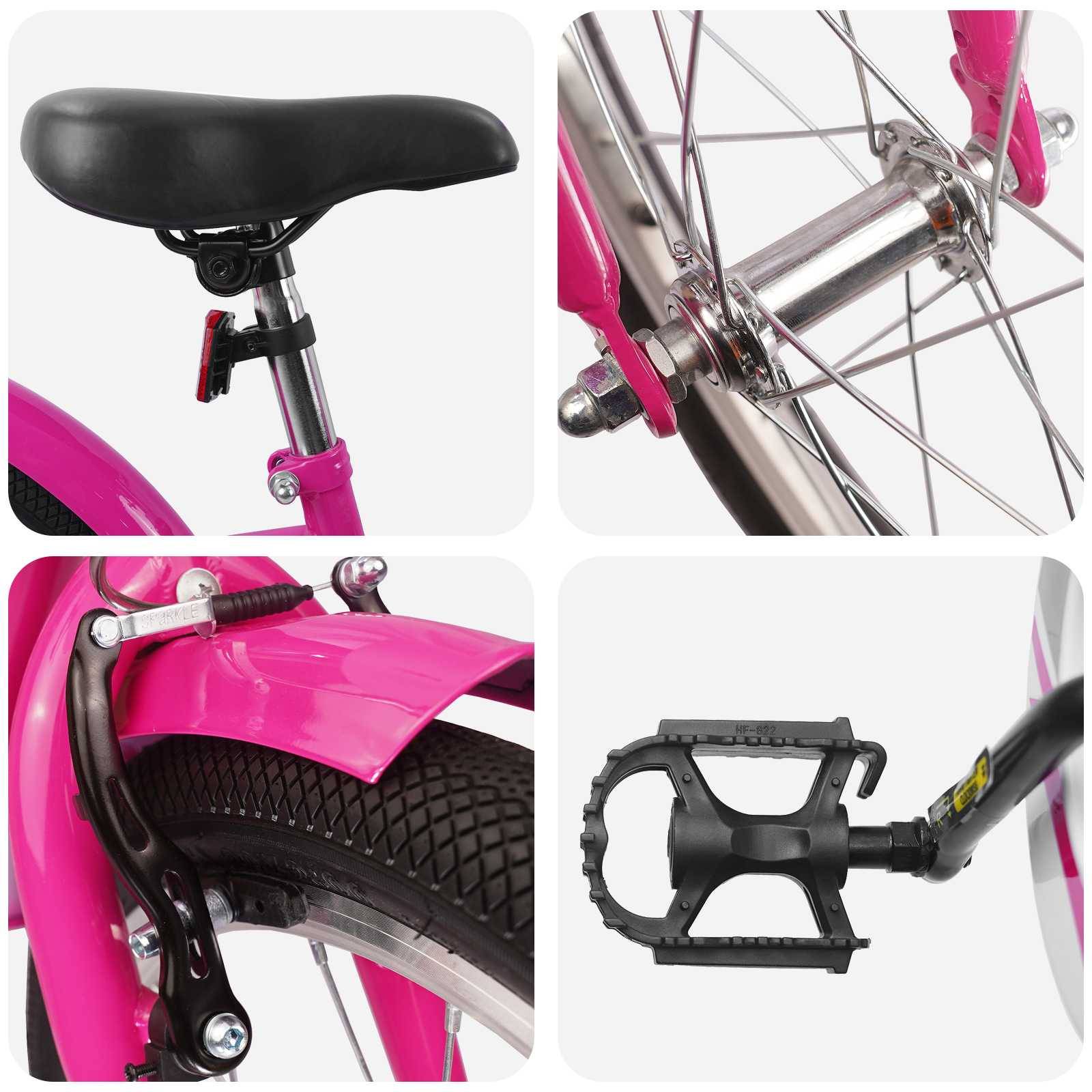 vidaXL Kinderfahrrad 18 Zoll für 5-7 Jahre alt Dunkelrosa