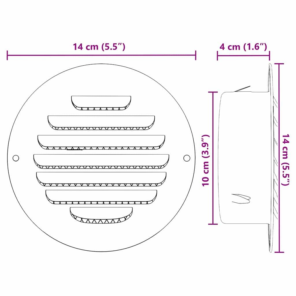 vidaXL Lüftungsgitter 4 pcs Silber 100 mm Edelstahl