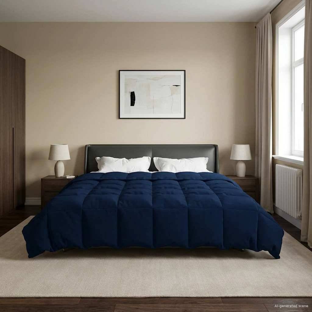 vidaXL Winterbettdecke Gepolstert Dunkelblau 240 x 260 cm Mikrofaser