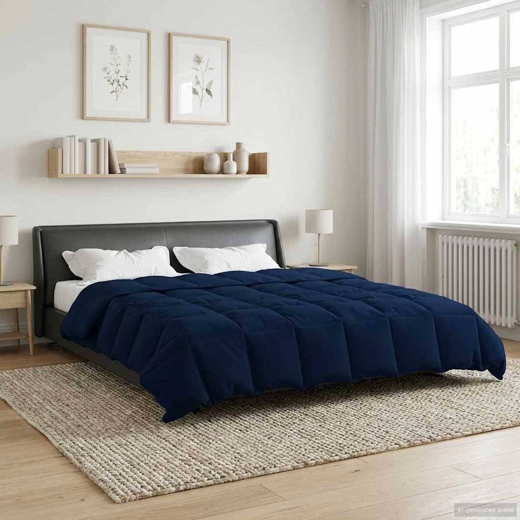 vidaXL Winterbettdecke Gepolstert Dunkelblau 240 x 260 cm Mikrofaser
