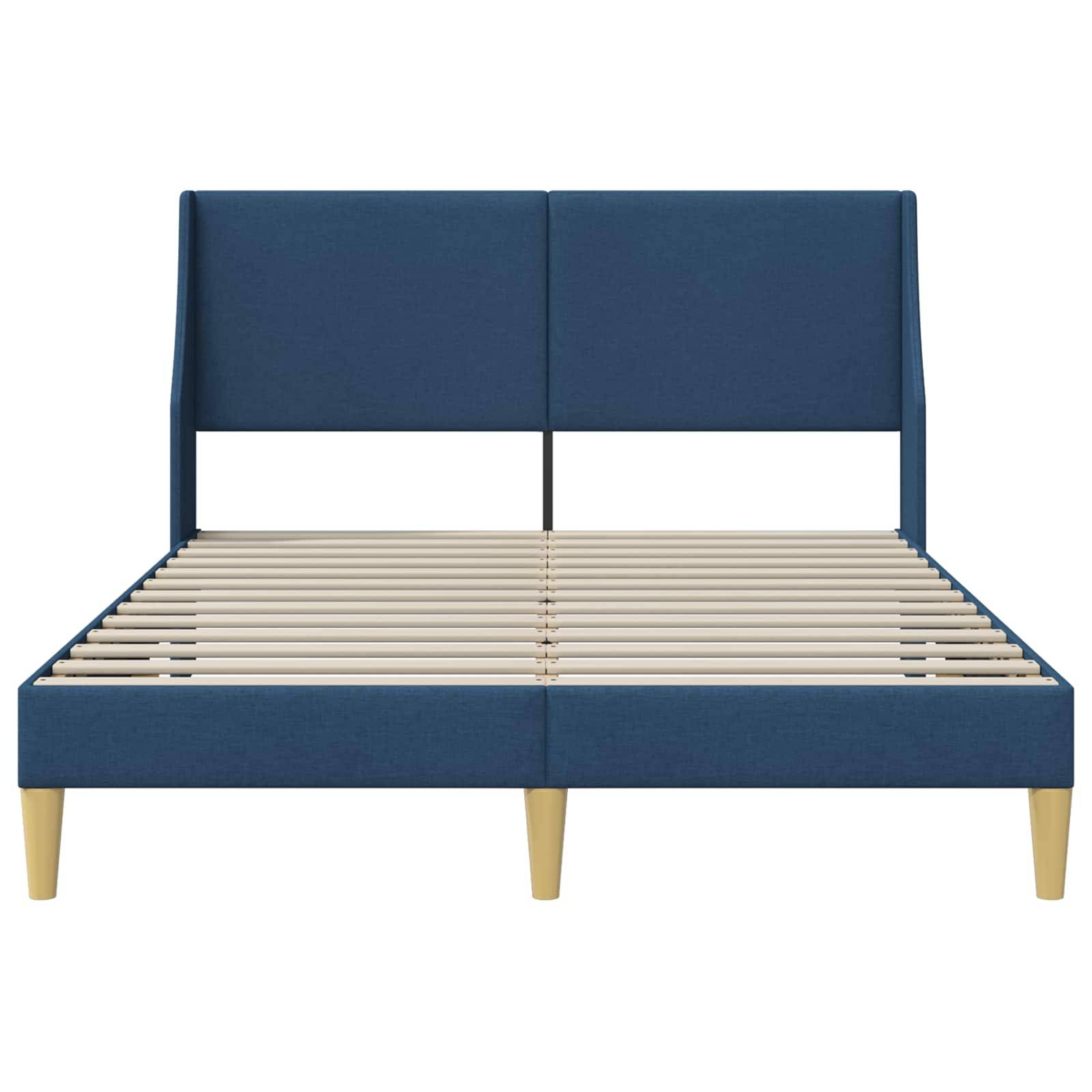 vidaXL Bettrahmen Uni mit Kopfteil Blau 120 x 190 cm Stoff