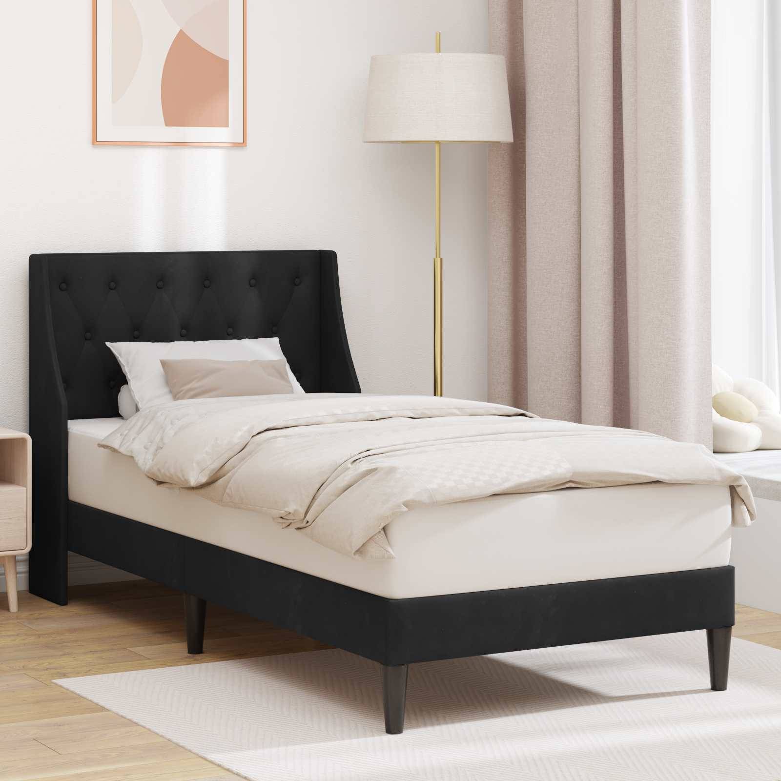 vidaXL Bettrahmen mit Kopfteil Schwarz 100 x 200 cm Samt