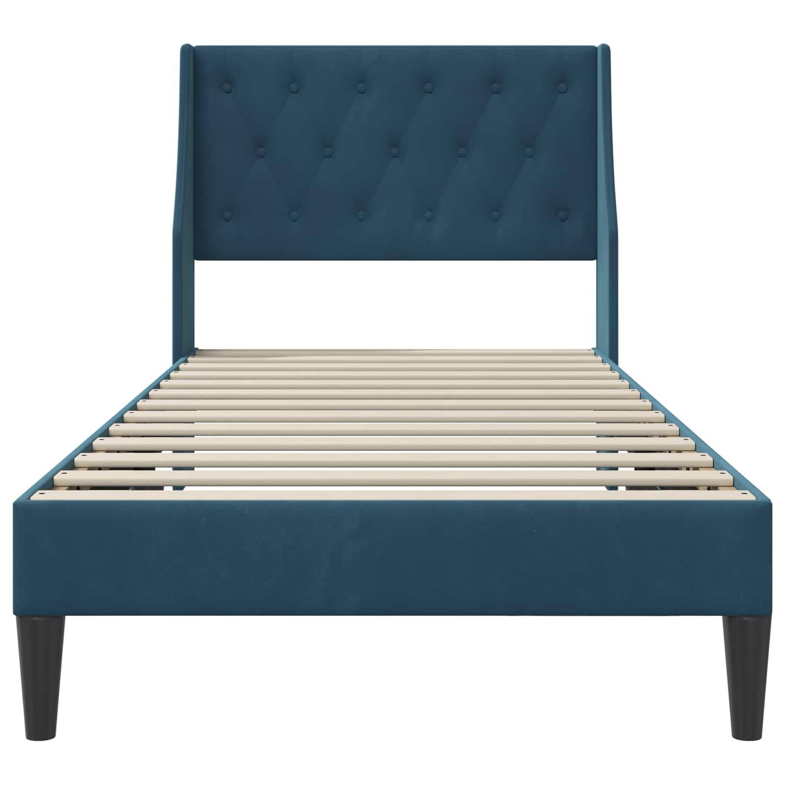 vidaXL Bettrahmen mit Kopfteil Blau 80 x 200 cm Samt