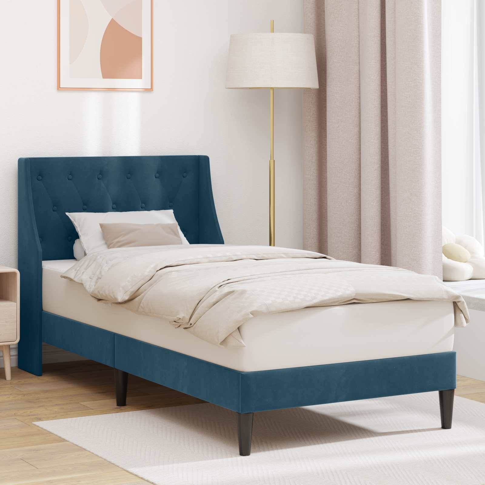vidaXL Bettrahmen mit Kopfteil Blau 80 x 200 cm Samt
