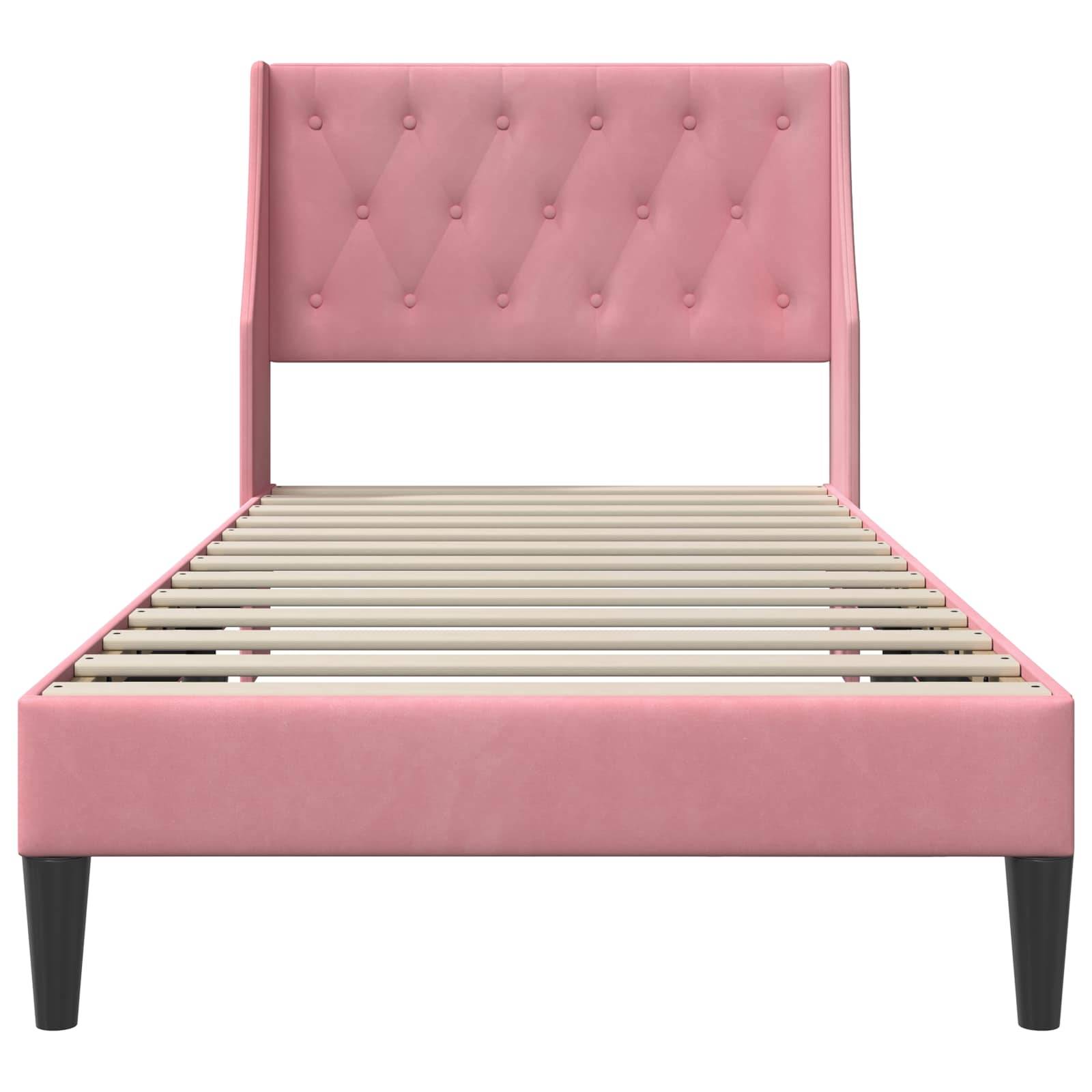 vidaXL Bettrahmen mit Kopfteil Rosa 100 x 200 cm Samt
